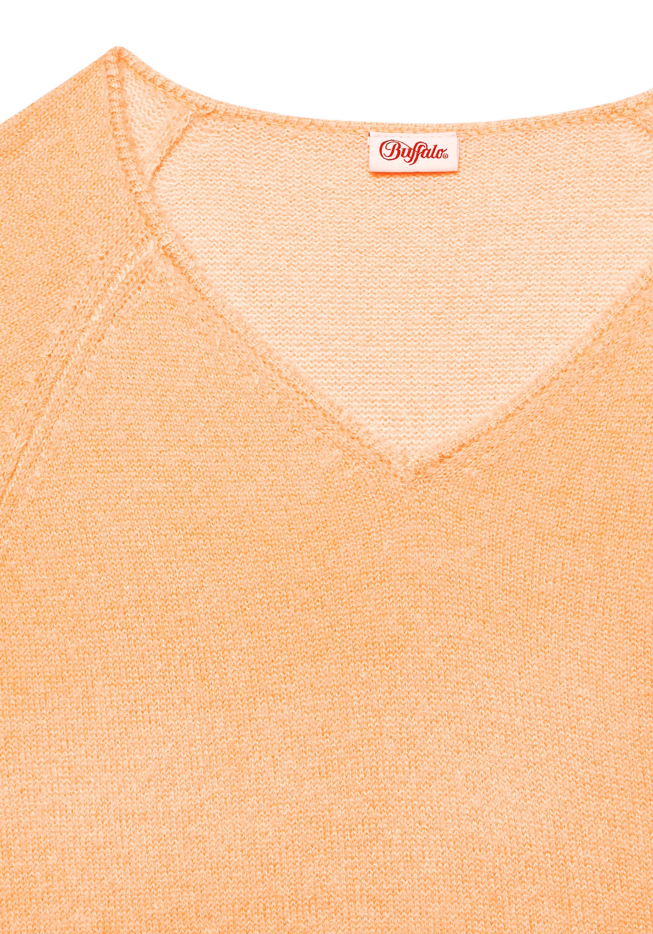 Buffalo V-Ausschnitt-Pullover, mit modischer Melange-Optik, weicher Strickpullover, elastisch