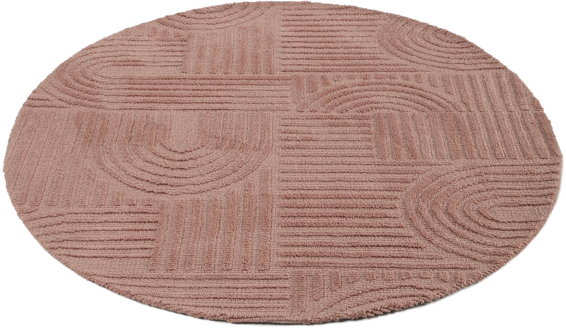 carpetfine Teppich »Holly  4 -  Soft Touch Microfaser Teppich« rund 12 mm Höhe Boho Scandi, weiche dichte getuftete Hoch-Tief-Struktur, Wohnzimmer