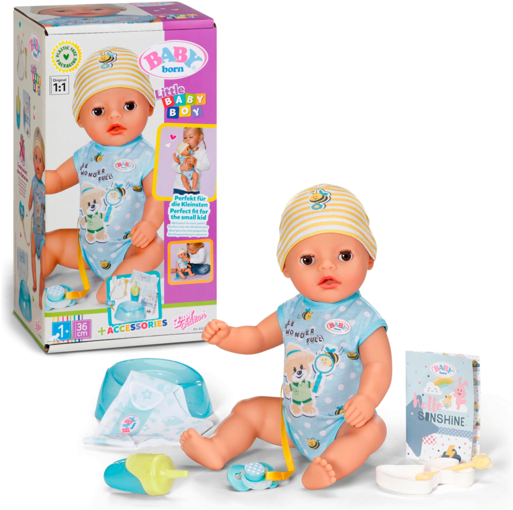 Baby Born Babypuppe »Little Baby Boy 36 cm«, mit 7 Funktionen