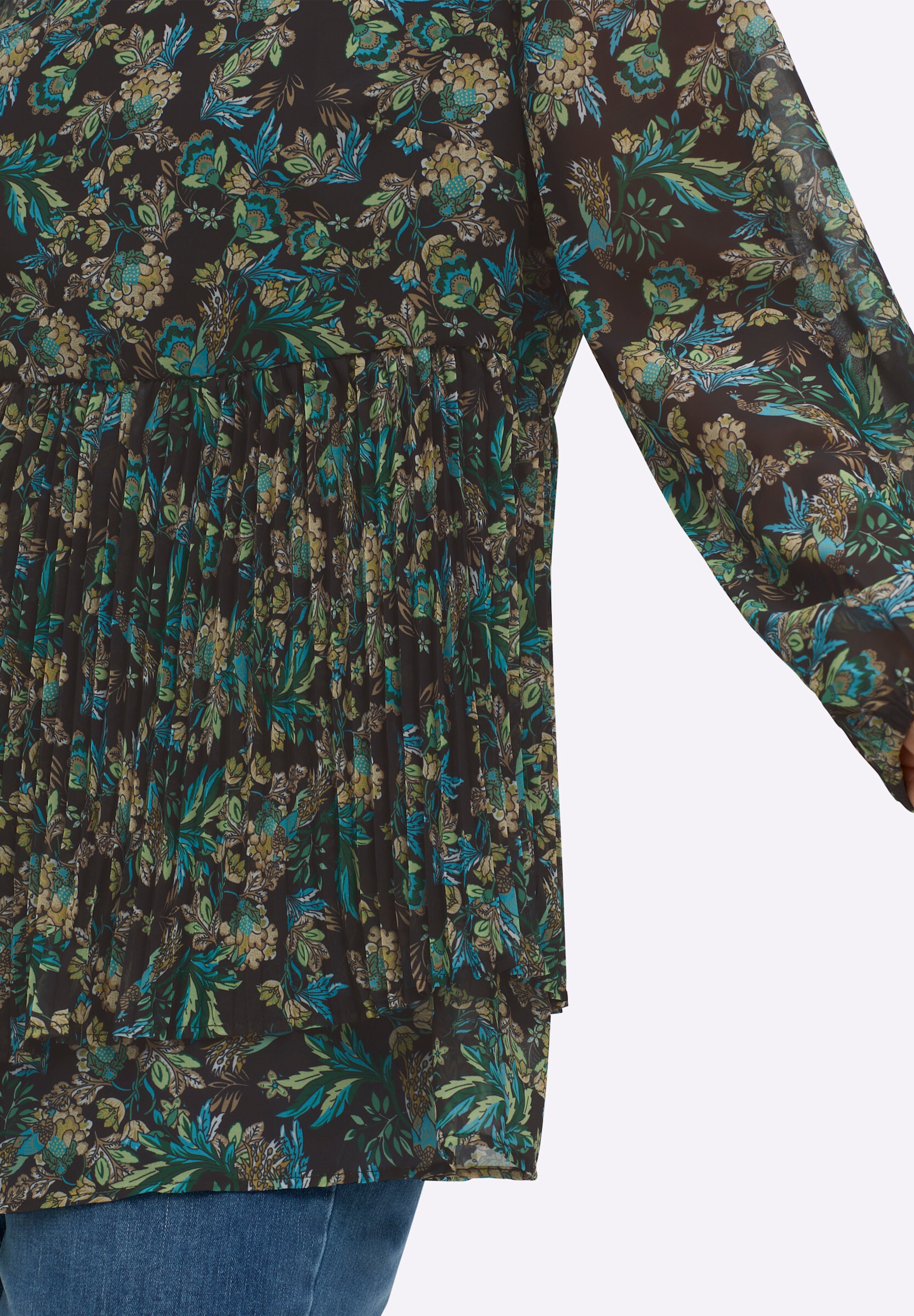 sheego by Joe Browns Longbluse »Tunika Tunika aus Chiffon, mit Plisseefalten«