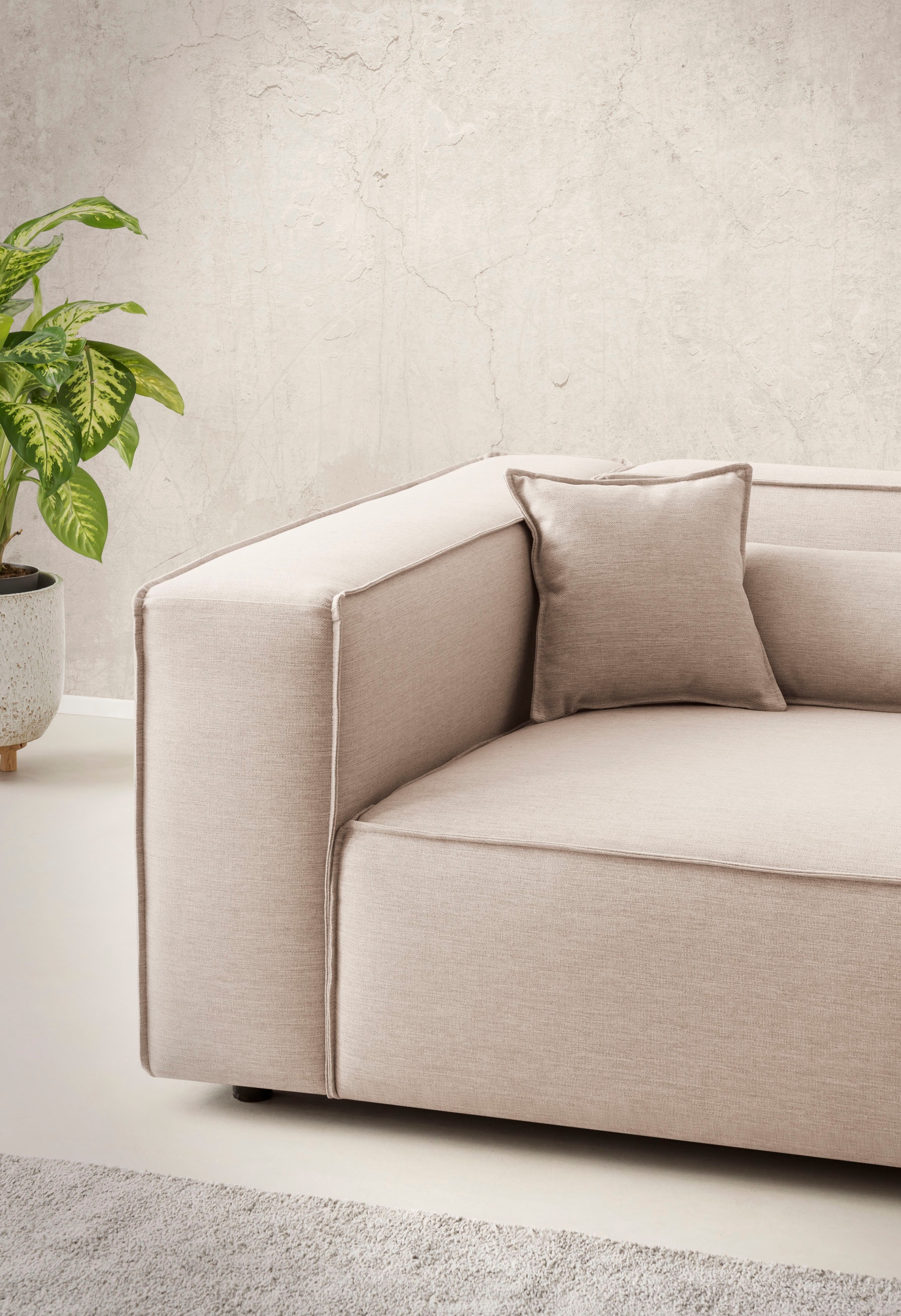 LeGer Home by Lena Gercke 3-Sitzer »PIARA XXL, Sofa mit Kedernaht in Cord, Leinenoptik o. Strukturstoff« schwarze Füße, bequemer Sitzkomfort, extra tiefe Sitzfläche