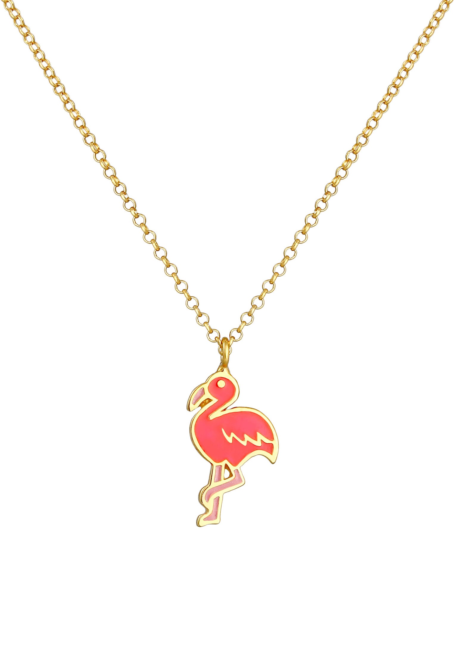 Elli Silberkette »Halskette Kinder Flamingo Emaille Bunt 925 Silber«