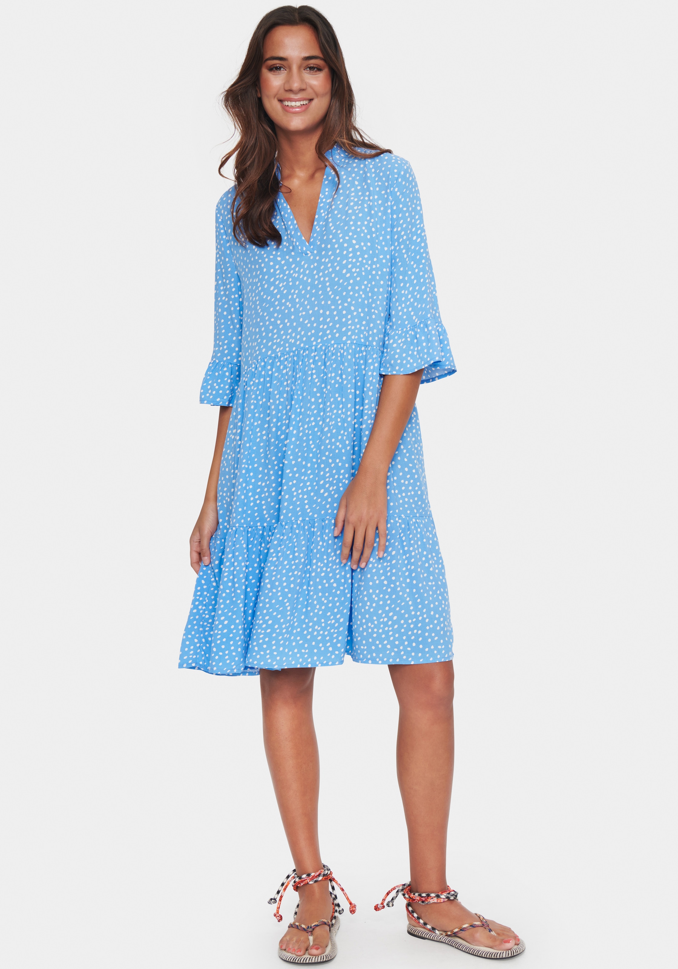 Saint Tropez Blusenkleid »EdaSZ Dress«, mit Volant und 3/4 Ärmel