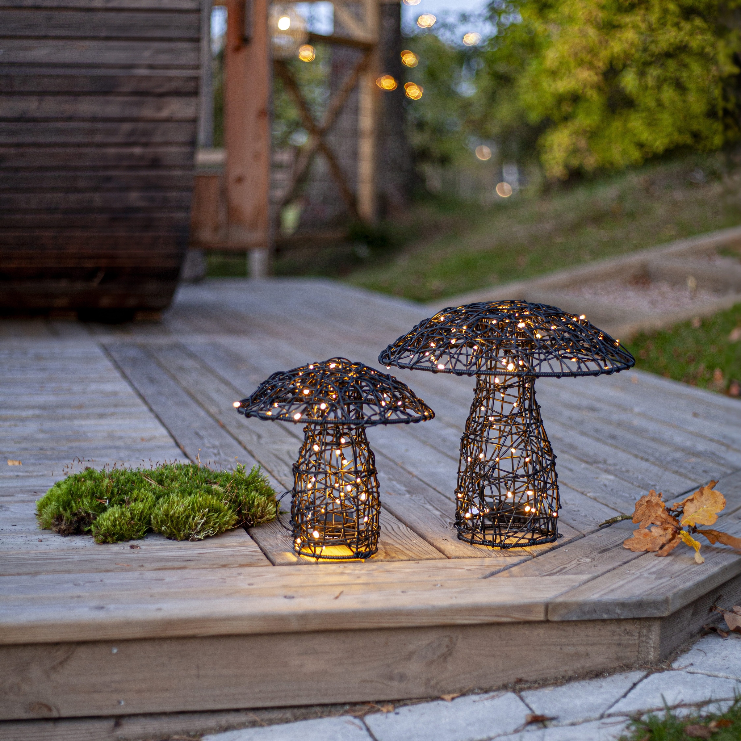 Parforce Traditional Hunting Dekolicht »Außendekoration Otto« LED-Board 1 Stk. Warmweiß Pilzform, schwarzes Geflecht in Rattanoptik, LEDs warmweiß, Timer