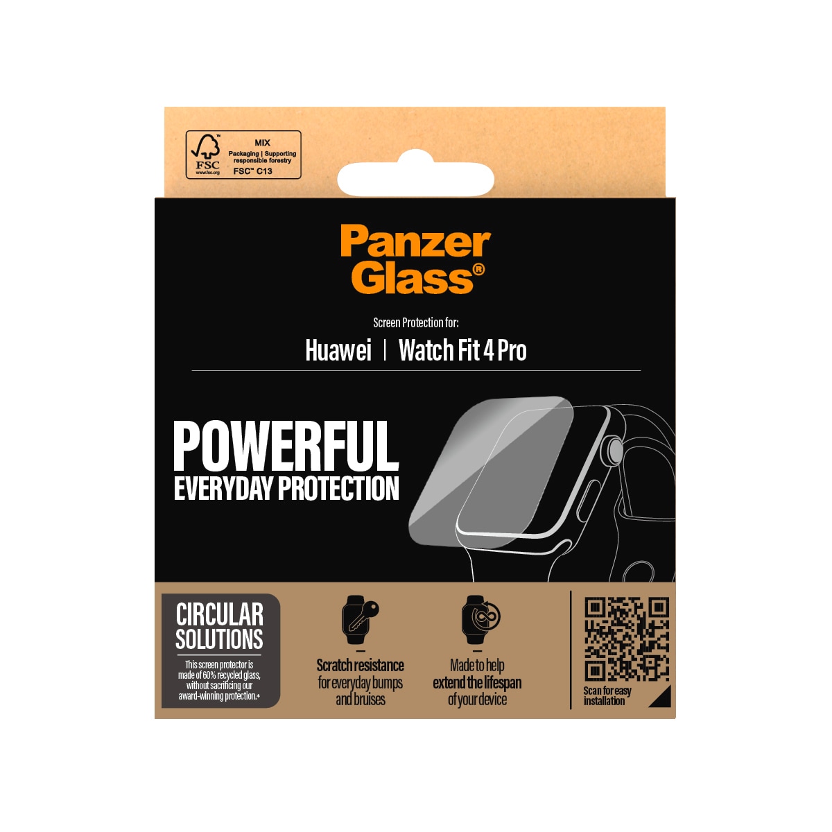 CARE by PanzerGlass Displayschutzglas »Powerful Everyday Protection Screen Protector« für HUAWEI Watch Fit 4 Pro Displayschutzfolie, Schutzfolie, Bildschirmschutz, kratz- & stoßfest