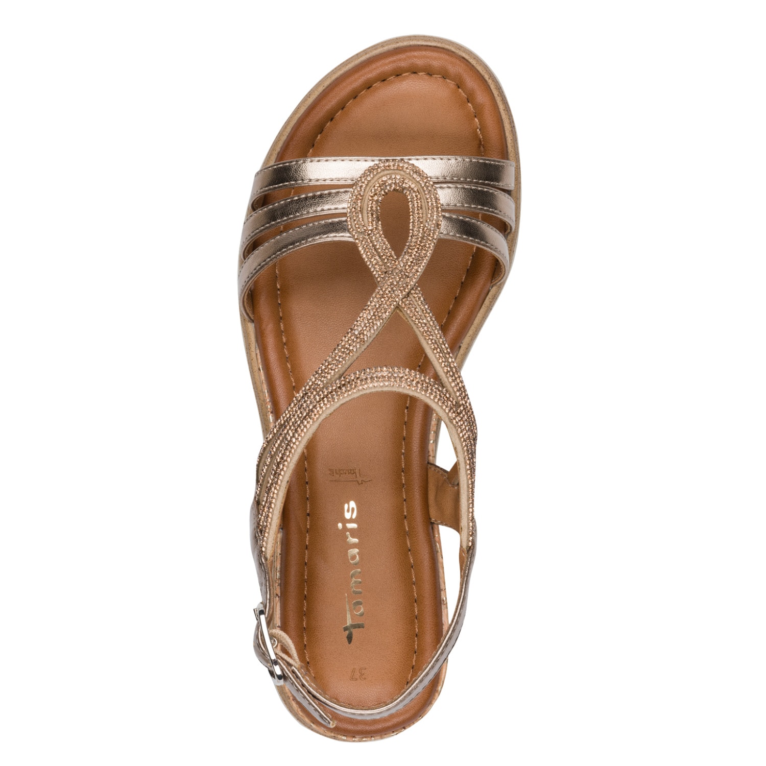 Tamaris Keilsandalette  Sommerschuh, Riemchensandale im Metalliclook