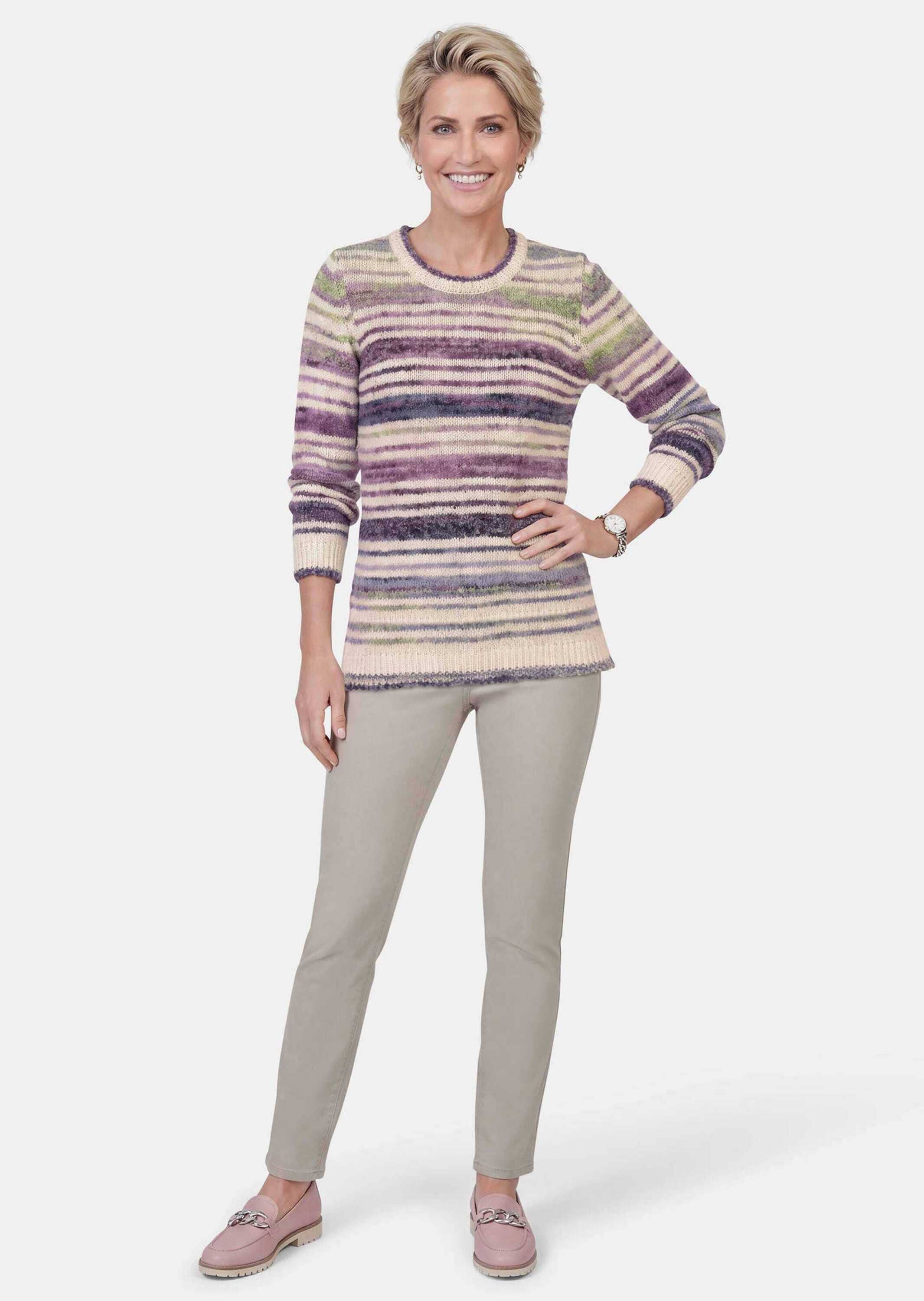 GOLDNER Rundhalspullover »Streifenpullover mit Struktur« Effektgarn mit verstrickt