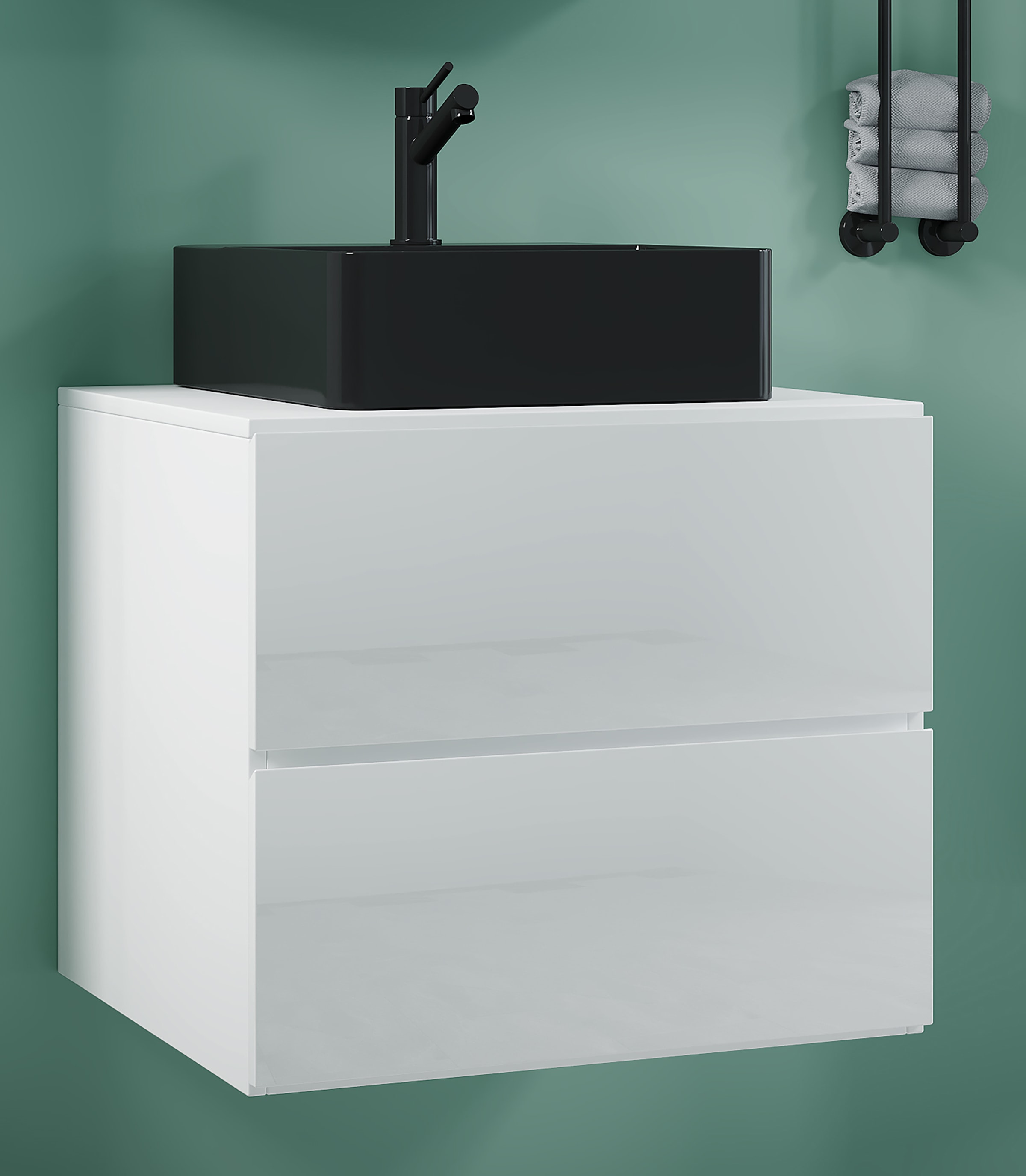 VCM Waschbeckenunterschrank »VCM 2-tlg. Waschplatz Waschtisch Badmöbel Set Waschbecken Lendas S BL Schublade«, (2 St.)
