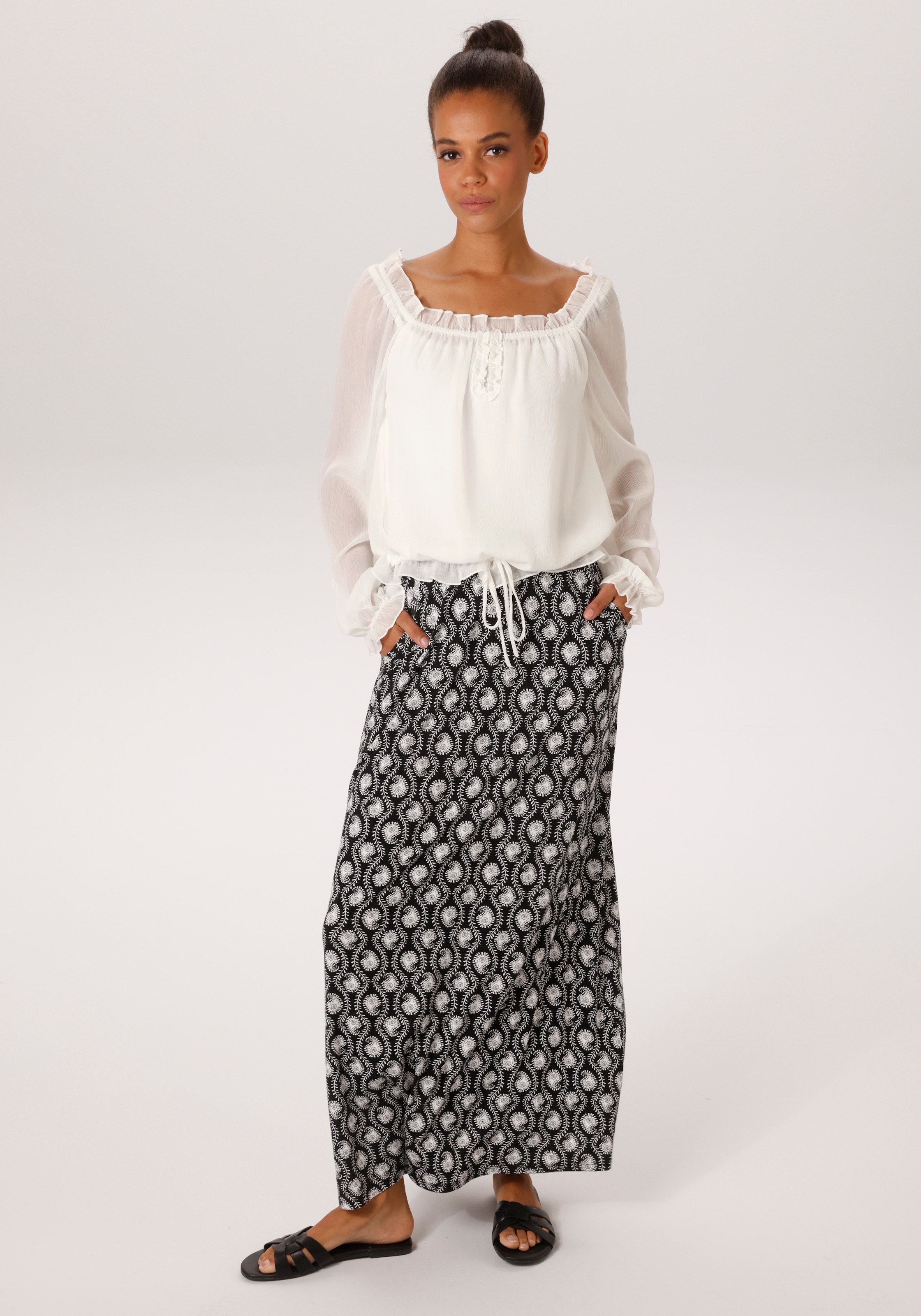 Aniston CASUAL Schlupfbluse aus strukturiertem Chiffon - NEUE KOLLEKTION