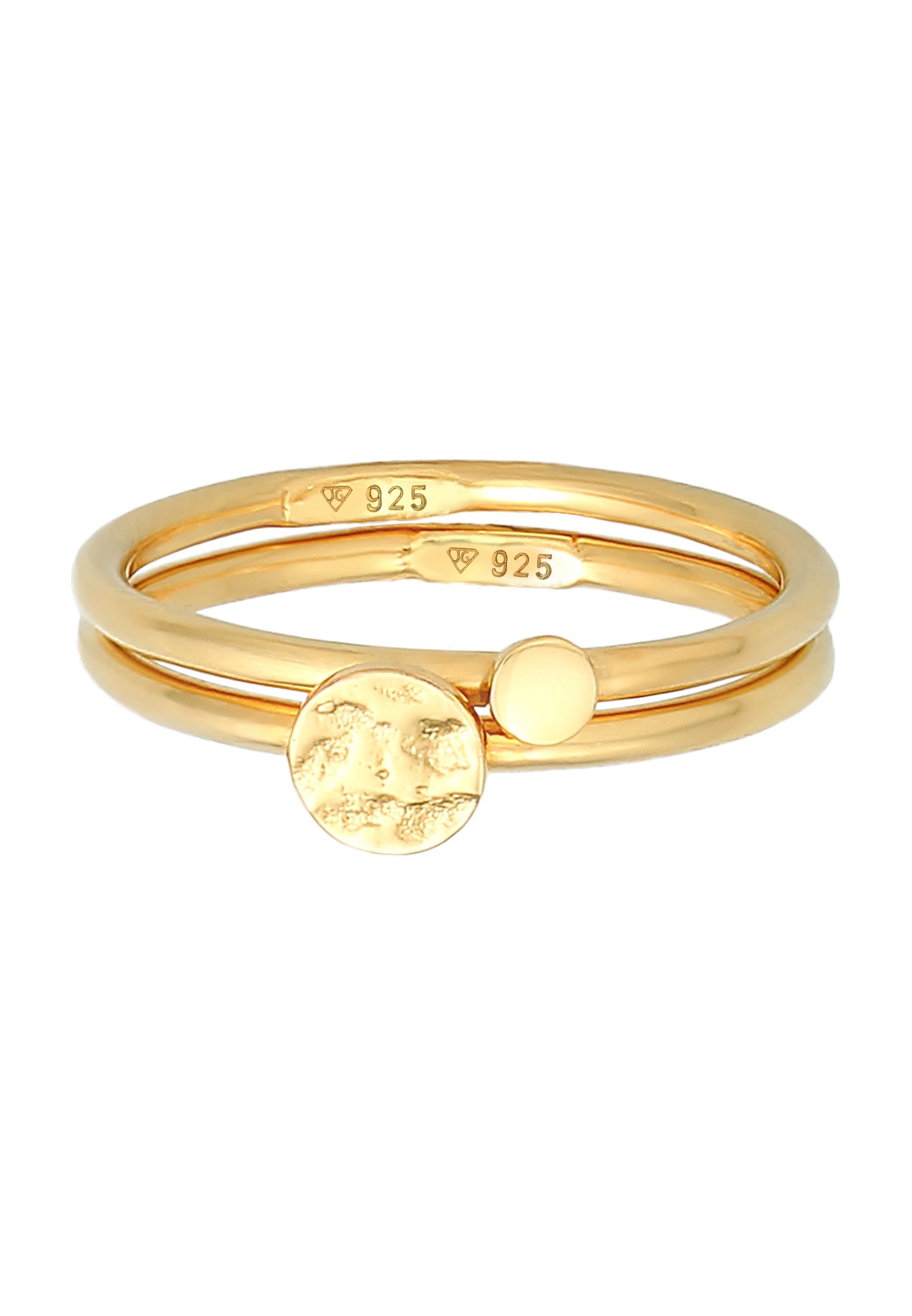 Elli Ring-Set »Ring Stacking Stapel Kreis Platte 2er Set 925 Silber«