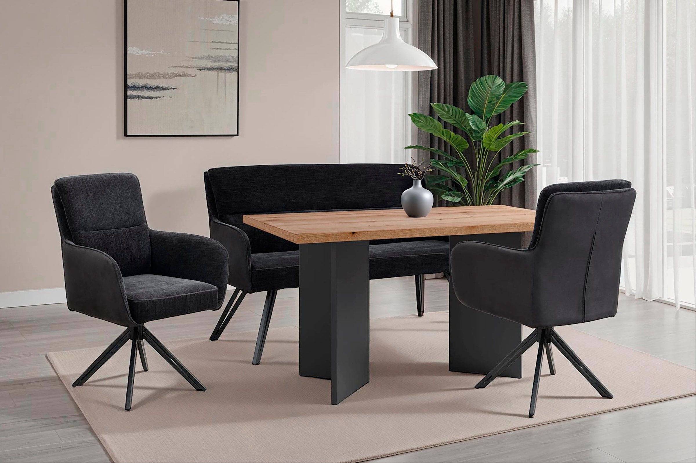 byLIVING Esstisch »Marten« 1 Stk. tlg. moderner Wangentisch in Eiche Nachbildung, 140 und 160 cm