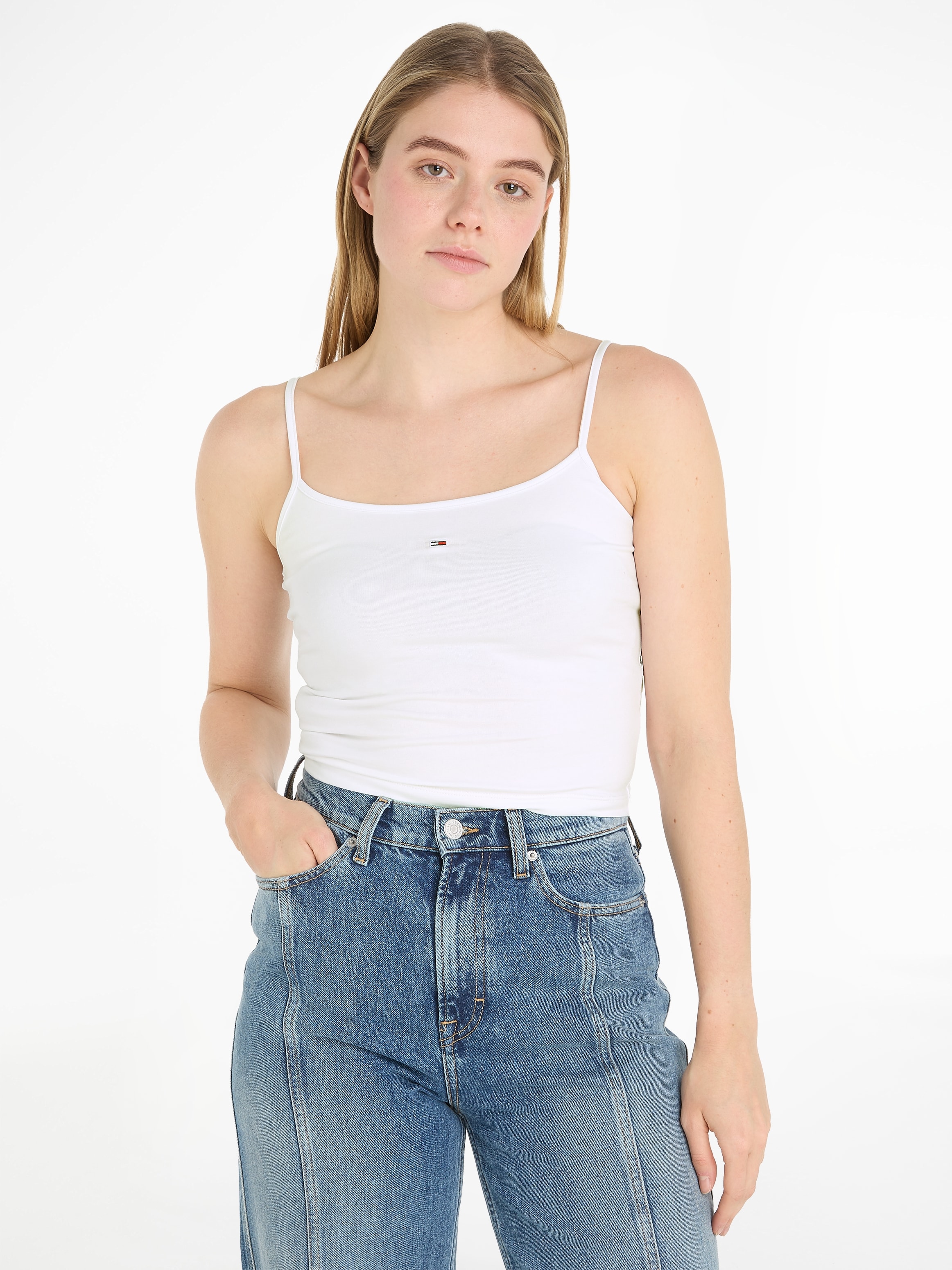 Spaghettitop »Crop Essential Strap Tank Top, kurz«, mit verstellbaren Spaghettiträgern...