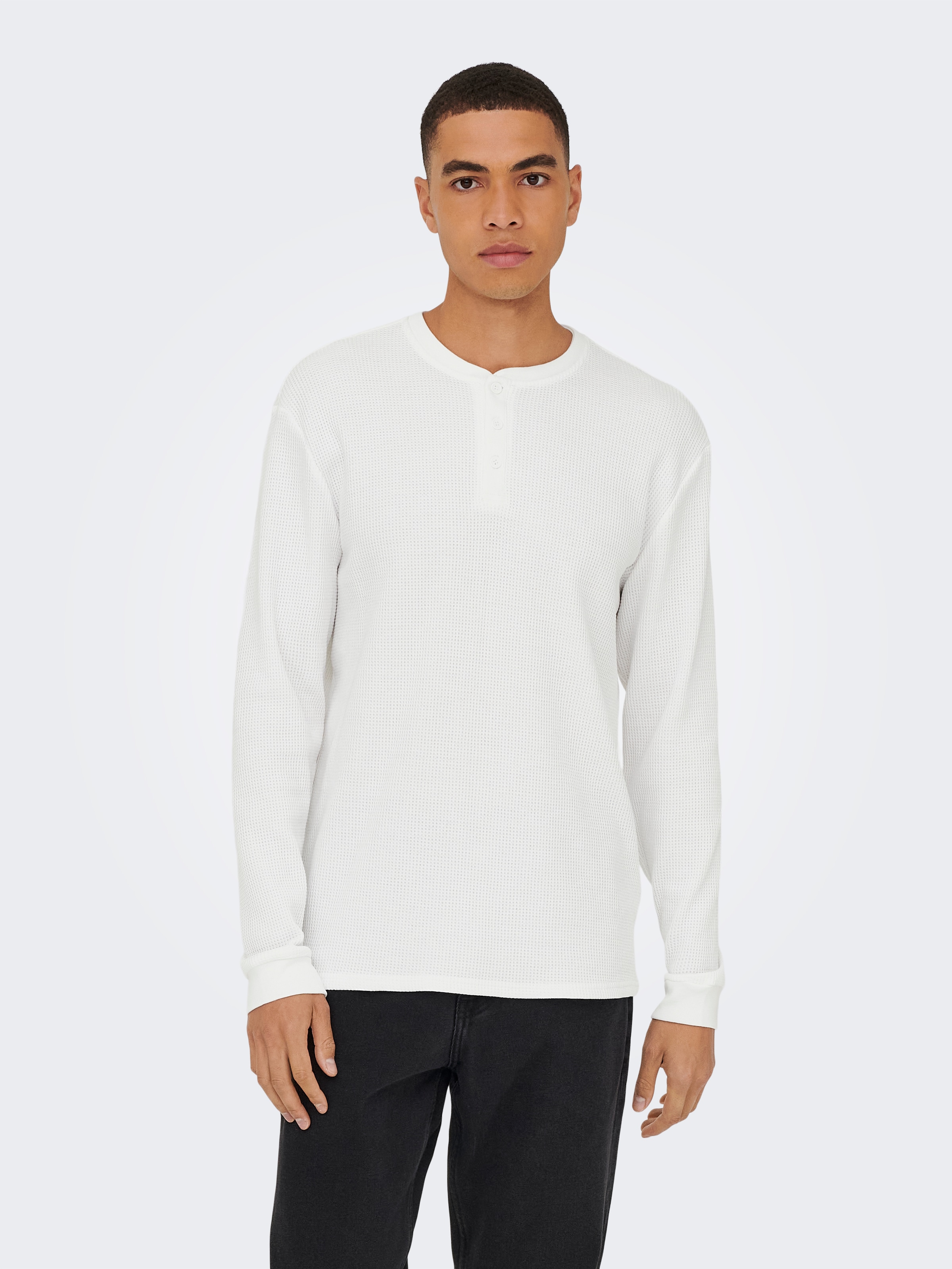 ONLY & SONS Langarmshirt »ONSTOBIE REG LS HENLEY TEE NOOS« Baumwollmischung, regular fit