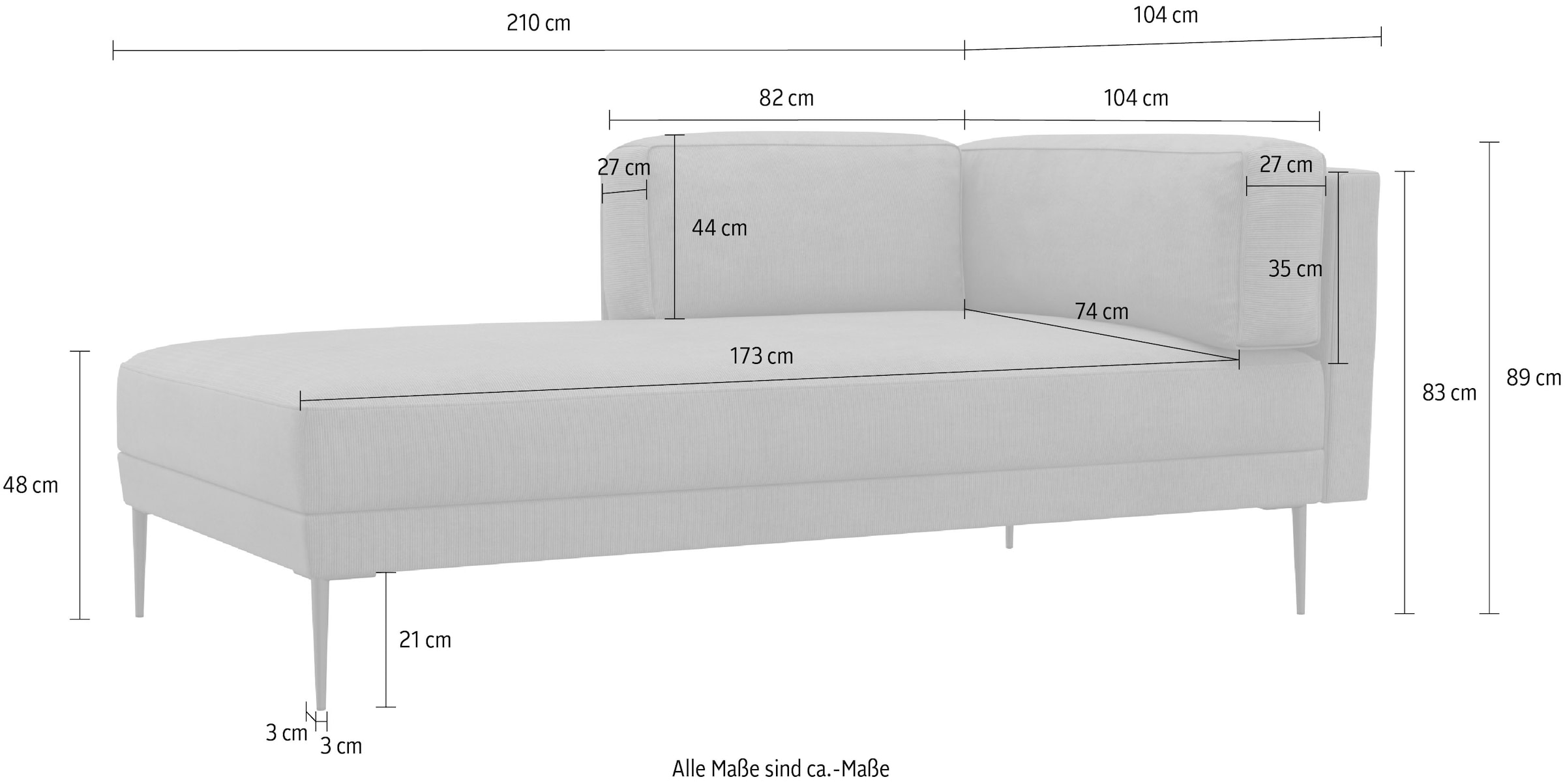 Home affaire Recamiere »Bihult« Armlehne links oder rechts bestellbar