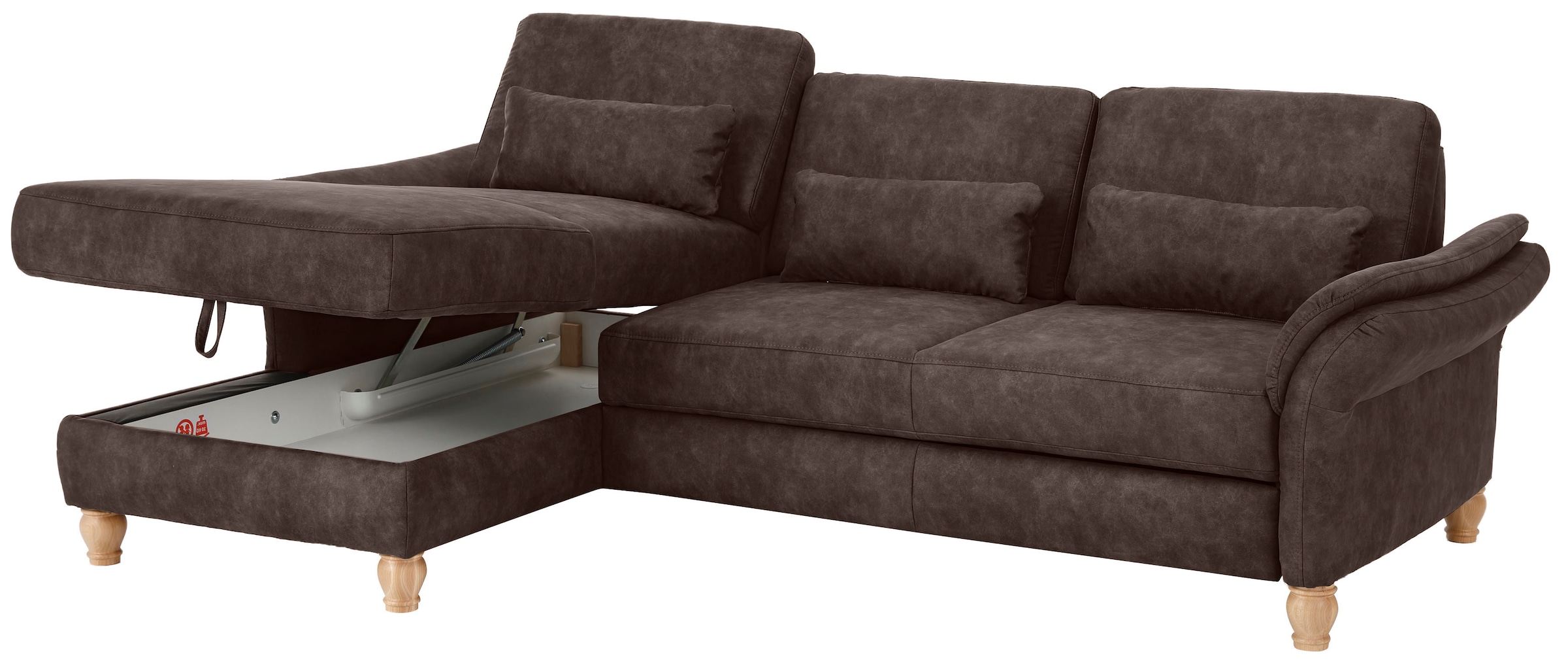 Home affaire Ecksofa »Palace L-Form«, incl. Sitztiefenverstellung, wahlweise mit Bettfunktion und Stauraum