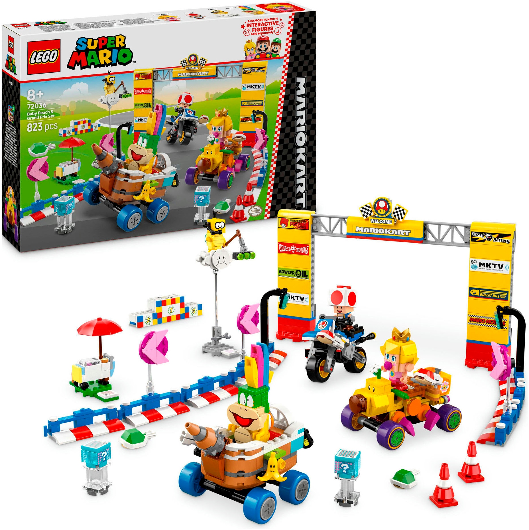 Lego Konstruktionsspielsteine »Mario Kart – Baby Peach & Grand Prix–Set (72036), LEGO Super Mario« Made in Europe in bunt