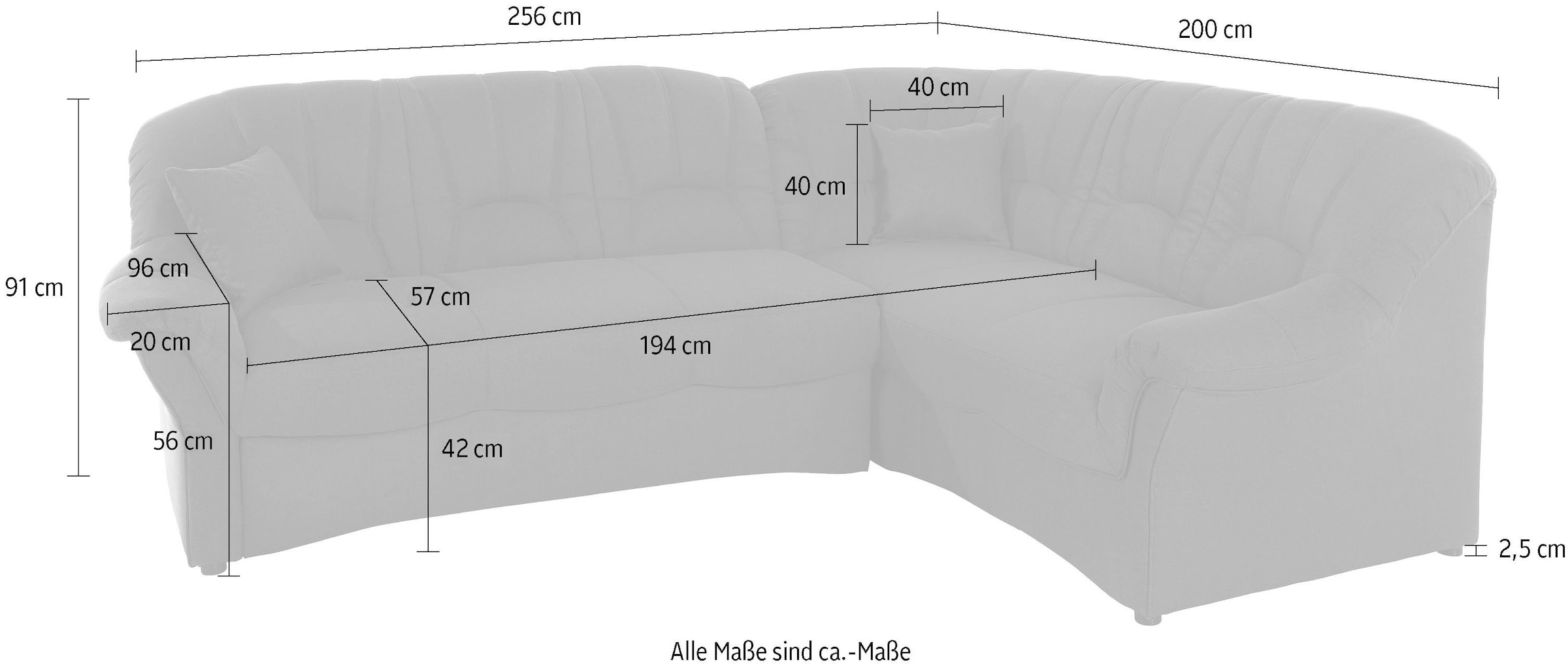 DOMO collection Ecksofa »Bahia, zeitlos und elegant, bequeme Armlehnen, L-Form«, Microfaser, natur