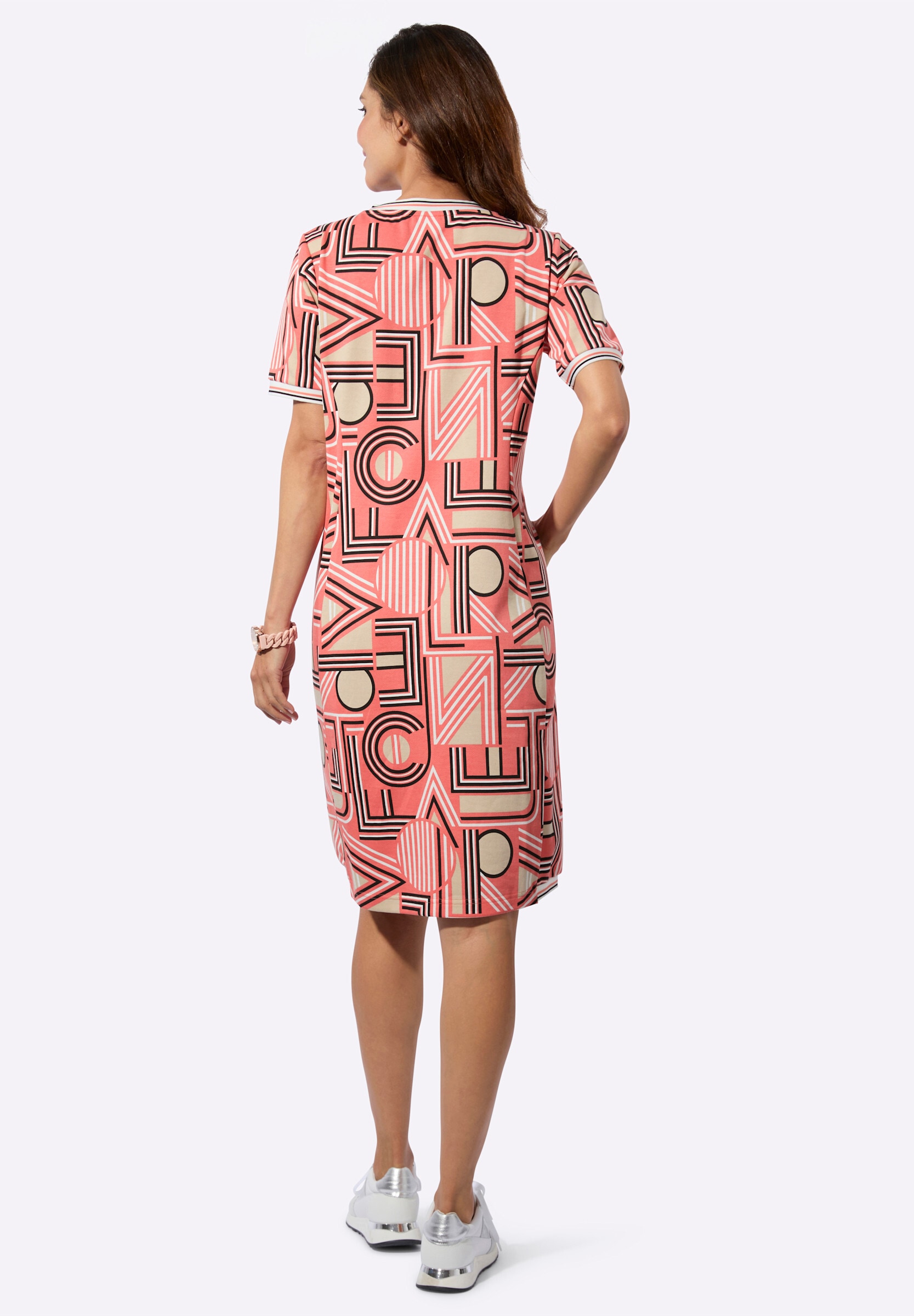 Witt Sommerkleid »Sweatkleid Jerseykleid im Lettering-Dessin« Nahttasche