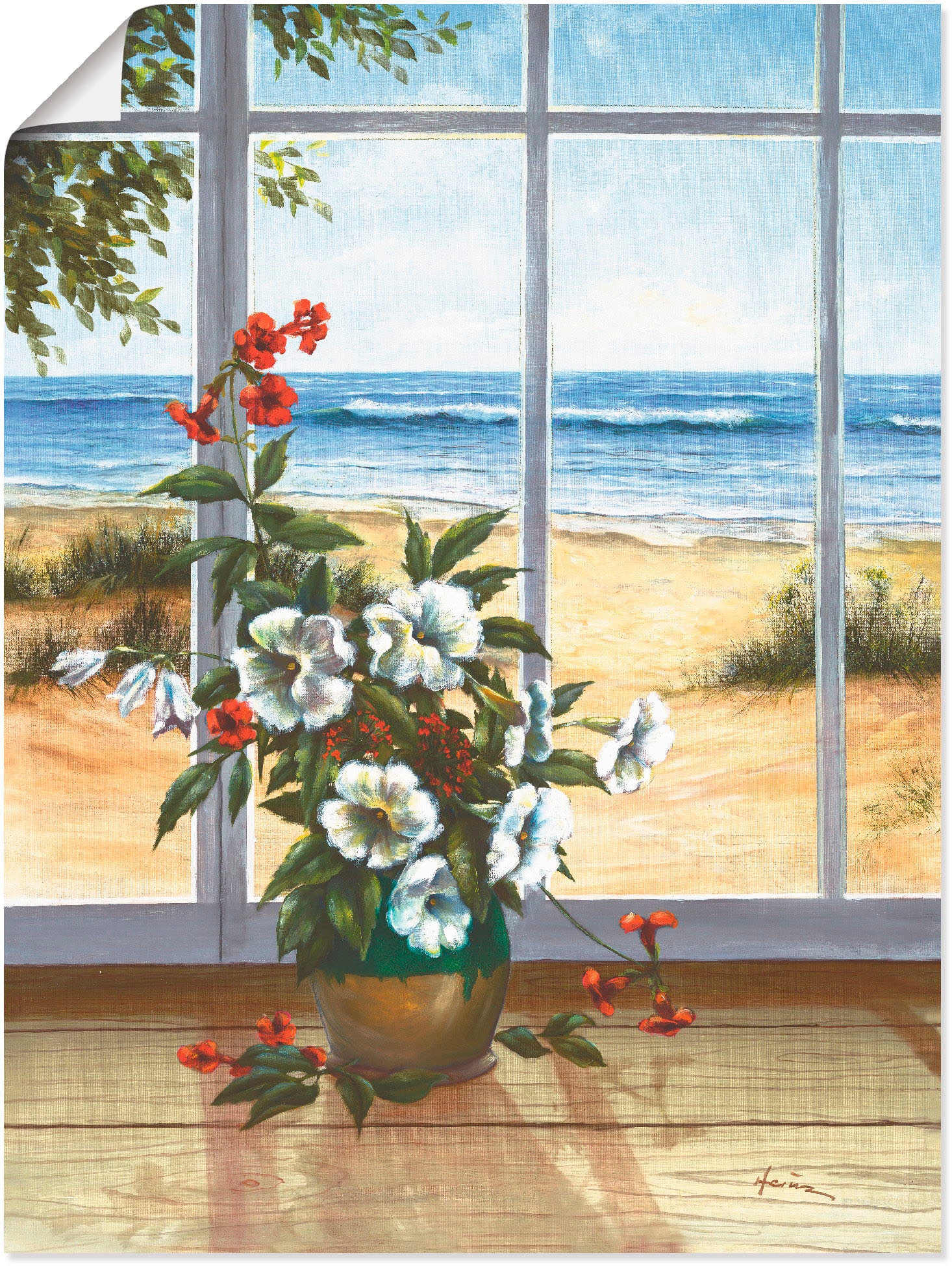 Artland Wandbild »Meerblick«, Fensterblick, (1 St.), als Leinwandbild, Poster in verschied. Größen