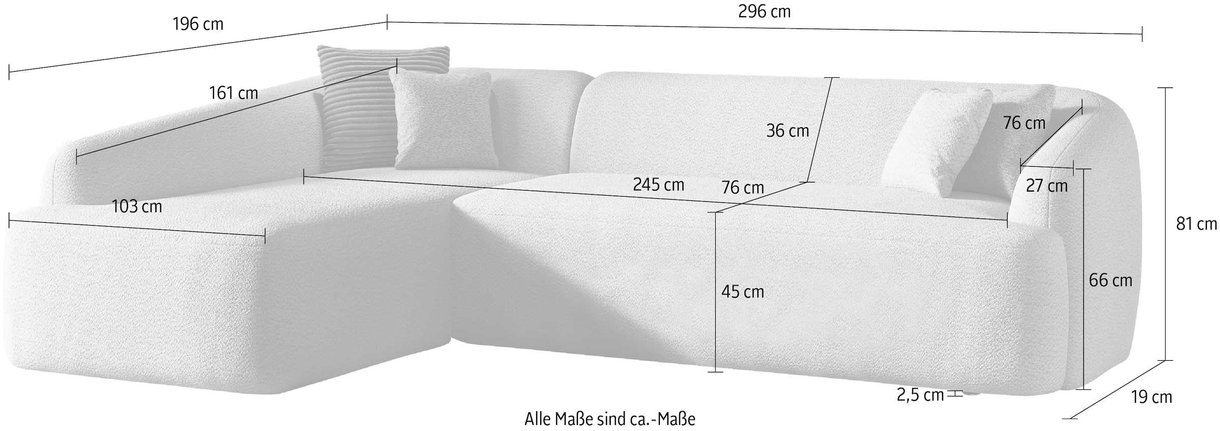 INOSIGN Ecksofa »Nergal, Einzelsofa oder L-Form«, Modernes Design, schlichte Optik, stilvoller Blickfang im Wohnzimmer