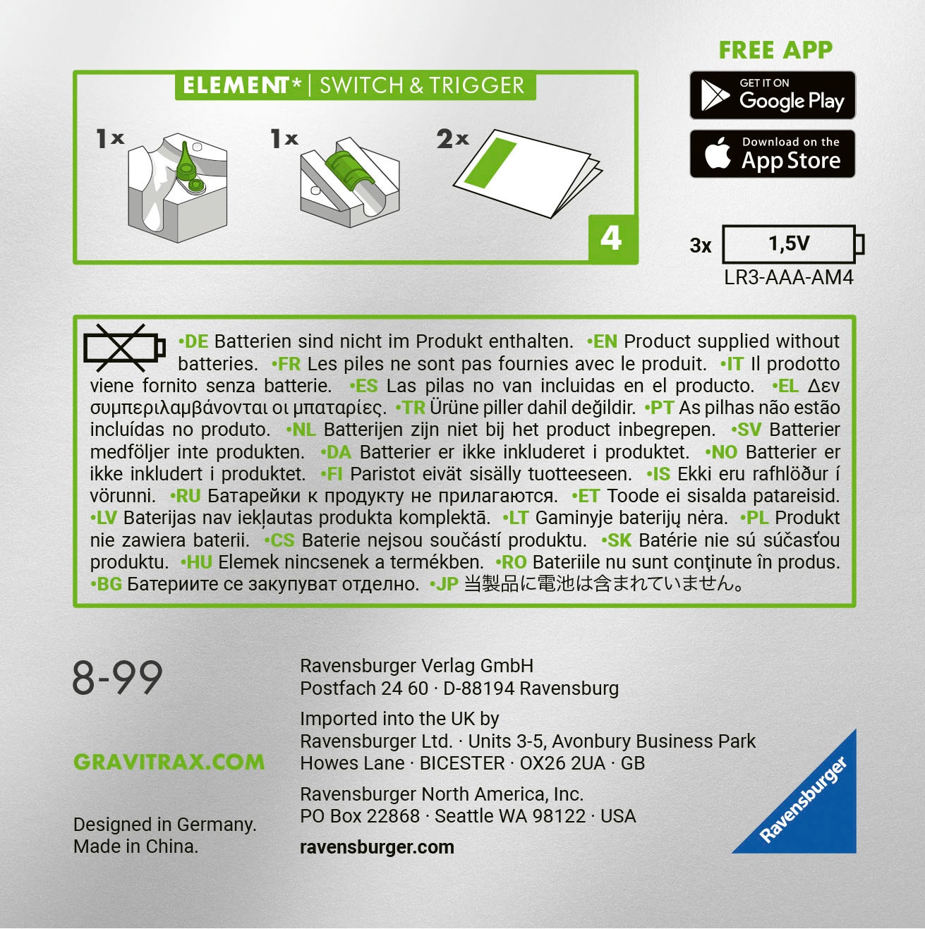 Ravensburger Kugelbahn-Bausatz »GraviTrax POWER Switch & Trigger«, Made in Europe