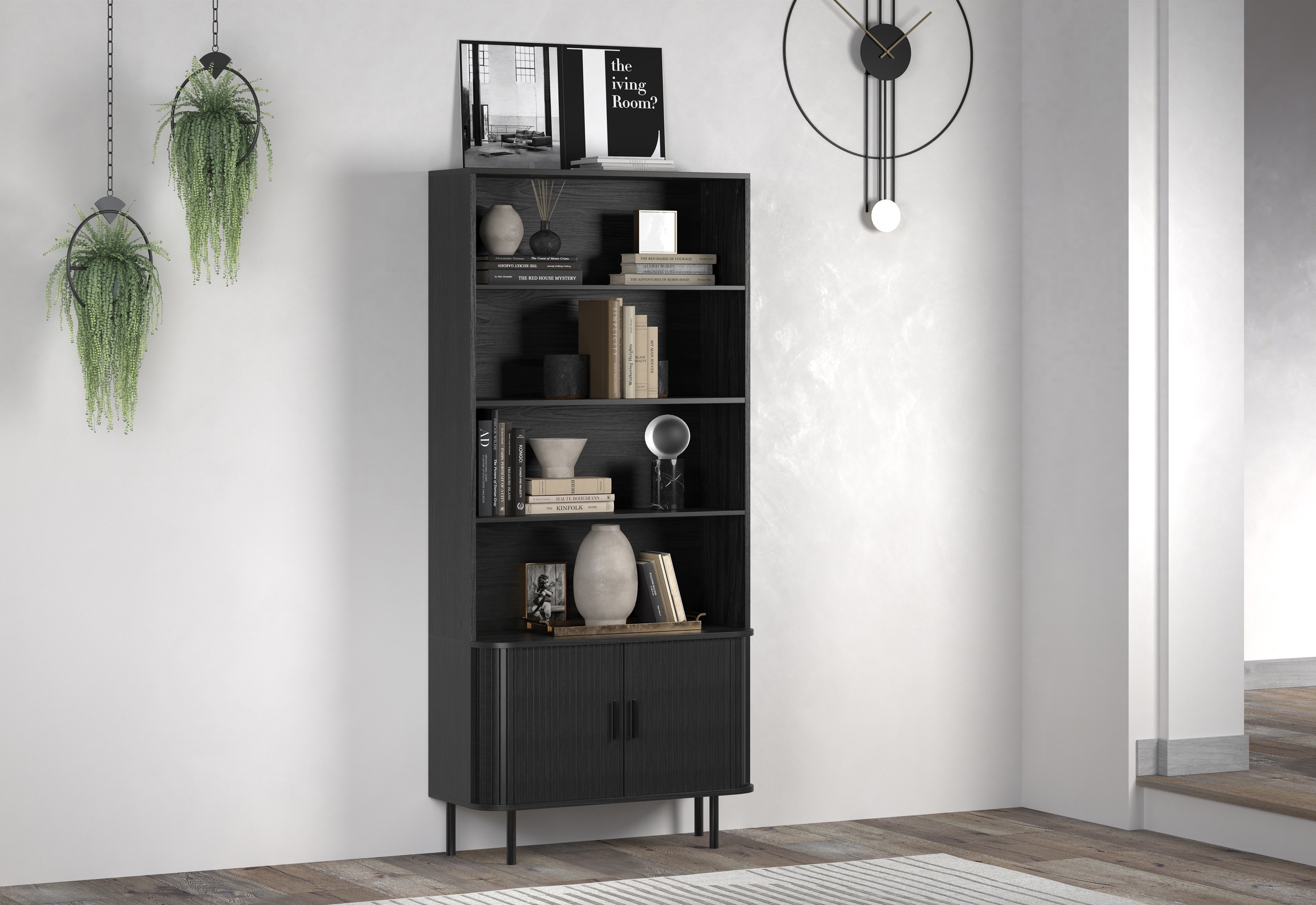 INOSIGN Bücherregal »Ronda«, (1 St.), Standregal mit Schiebetüren - Maße (B/T/H) 80/40/172 cm