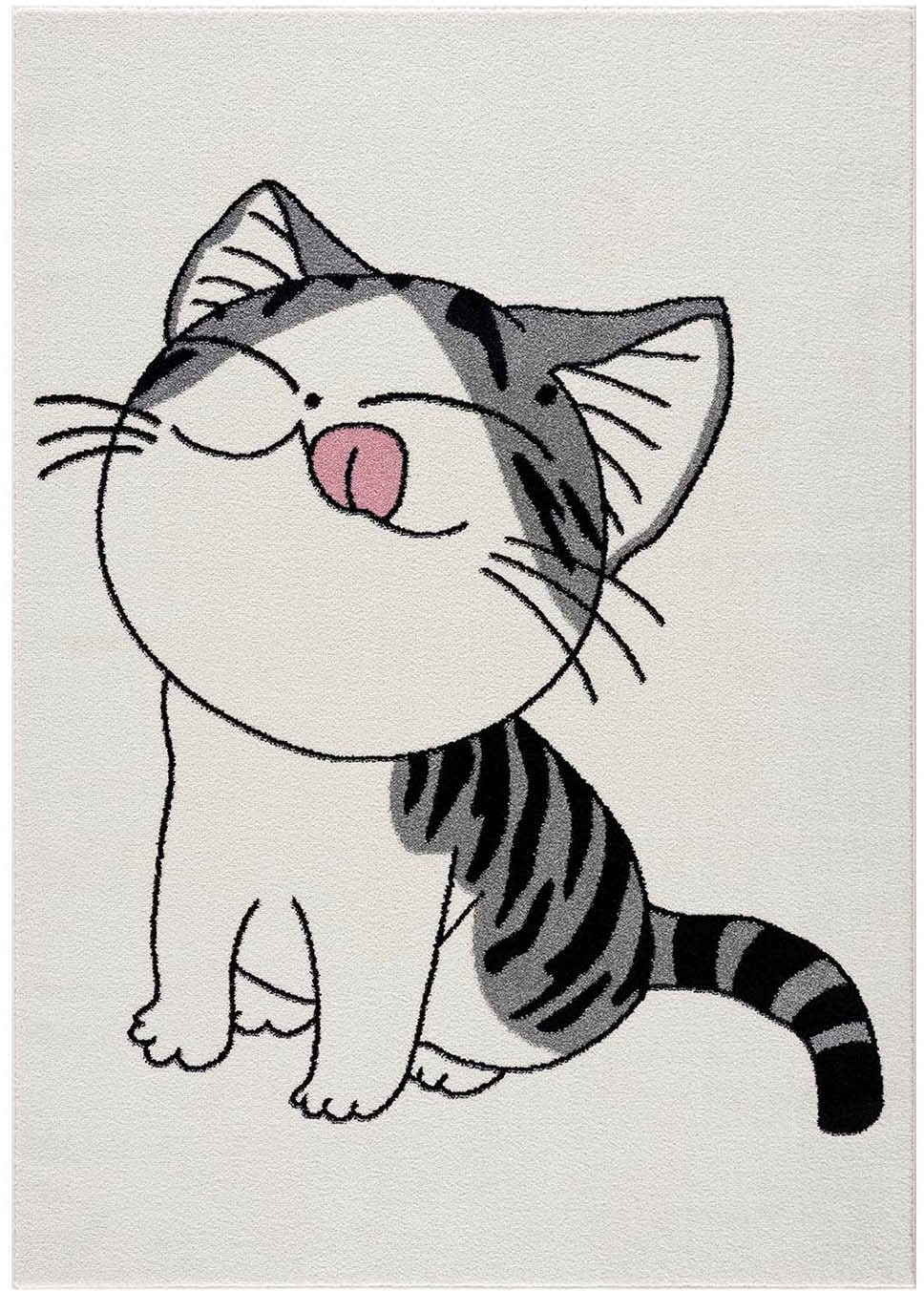 Carpet City Kinderteppich »Savanna 9373«, rechteckig, 11 mm Höhe, Spielteppich, Teppich, Katze, Creme/ Grau, für Kinderzimmer, Kurzflor
