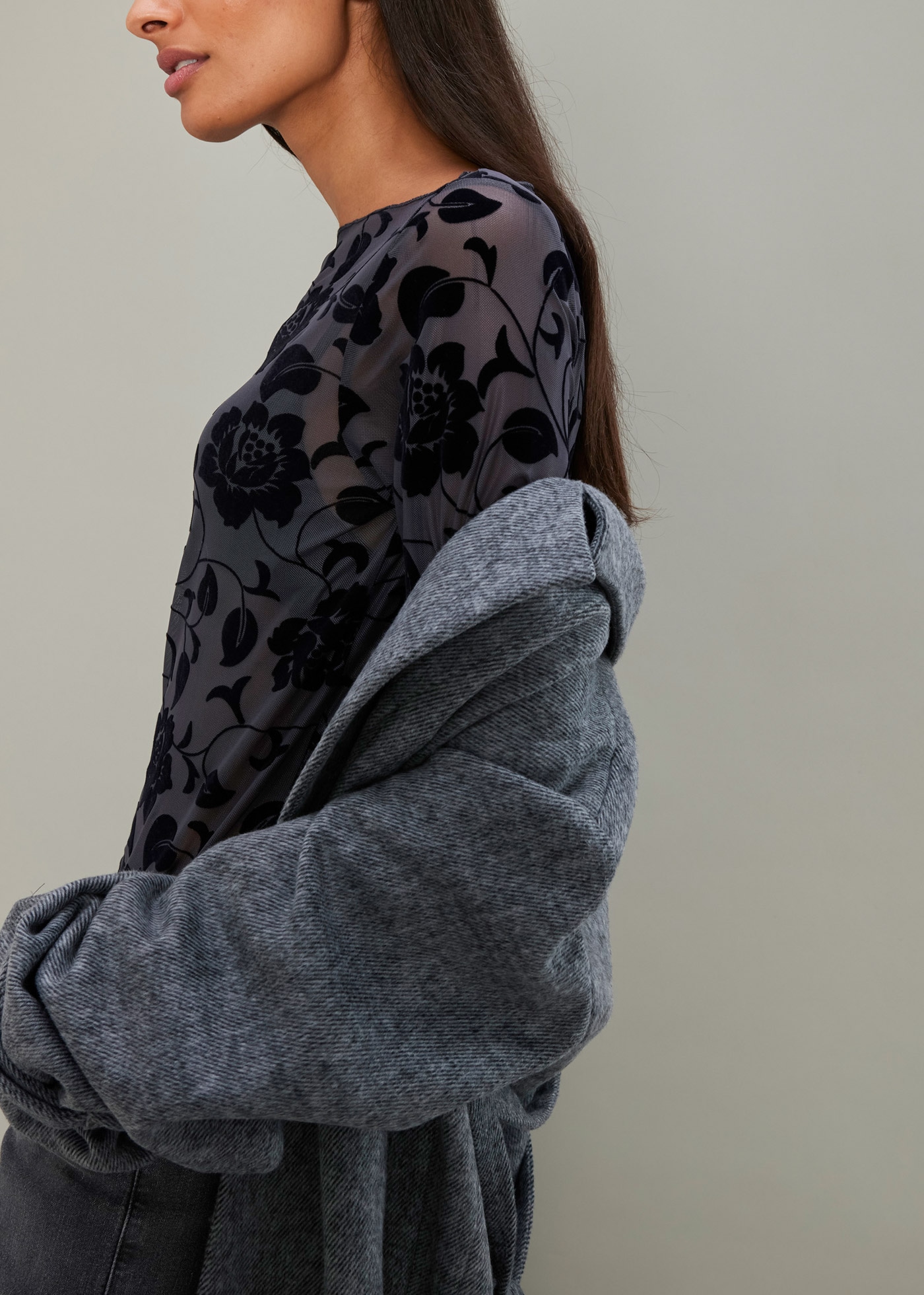 bonprix Langarmshirt »Langarmshirt mit leichter Transparenz« Langarmshirt mit leichter Transparenz