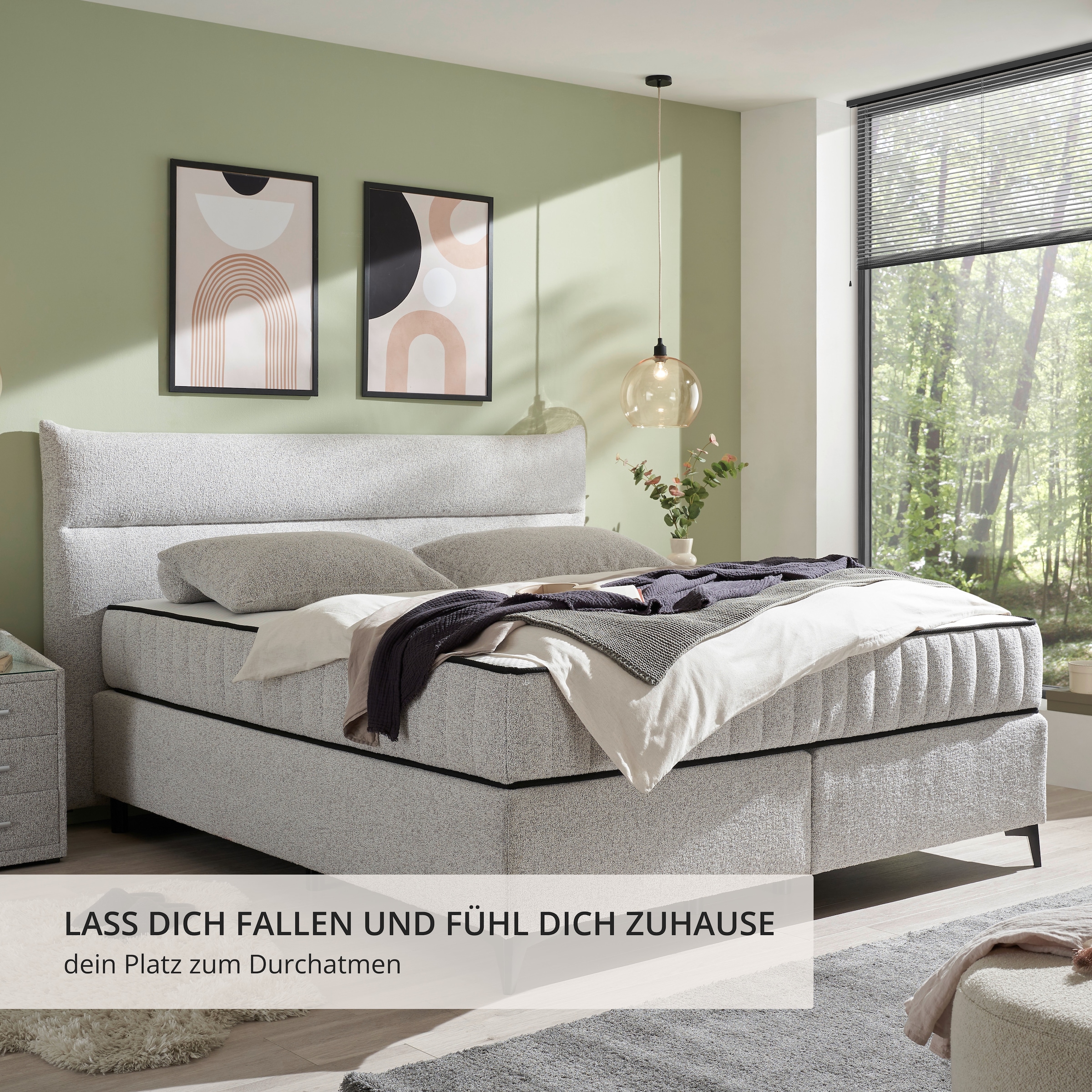 ED EXCITING DESIGN Boxspringbett »Vlieland« Premium 9-Zonen-Tonnentaschenfederkern Duo-Matratze mit Kokosmatte