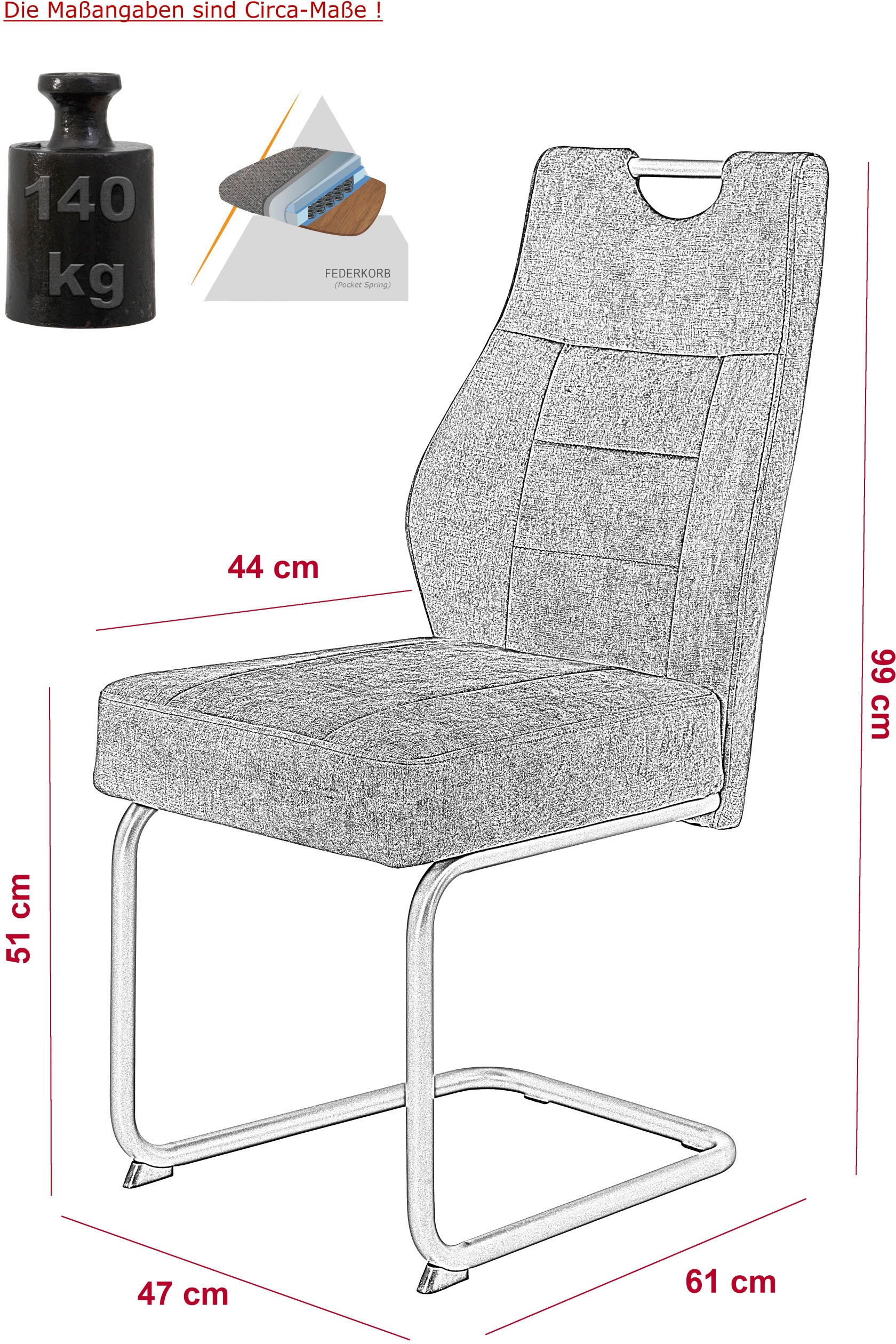 HELA Esszimmerstuhl »Linda S Schwingstuhl BESTSELLER«, (Set), 4 St., Samtvelours, mit Taschenfederkern Sitz, mit 140KG belastbar, Freischwinger