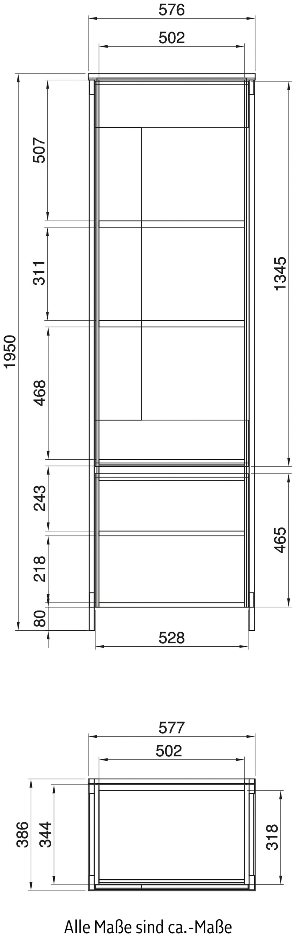 Home affaire Vitrine »Stranda, Hochschrank im Scandi-Style, moderne Glasvitrine«, Rahmenoptik, ausreichend Stauraum, vielseitig einsetzbar, 58 cm breit