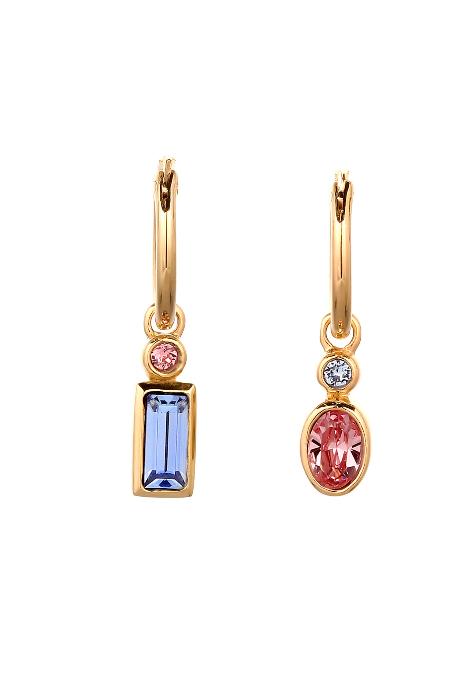 Elli Paar Creolen »Ohrringe Creolen Rosa 925 Sterling Silber vergoldet, mit Kristallen von Swarovski®«