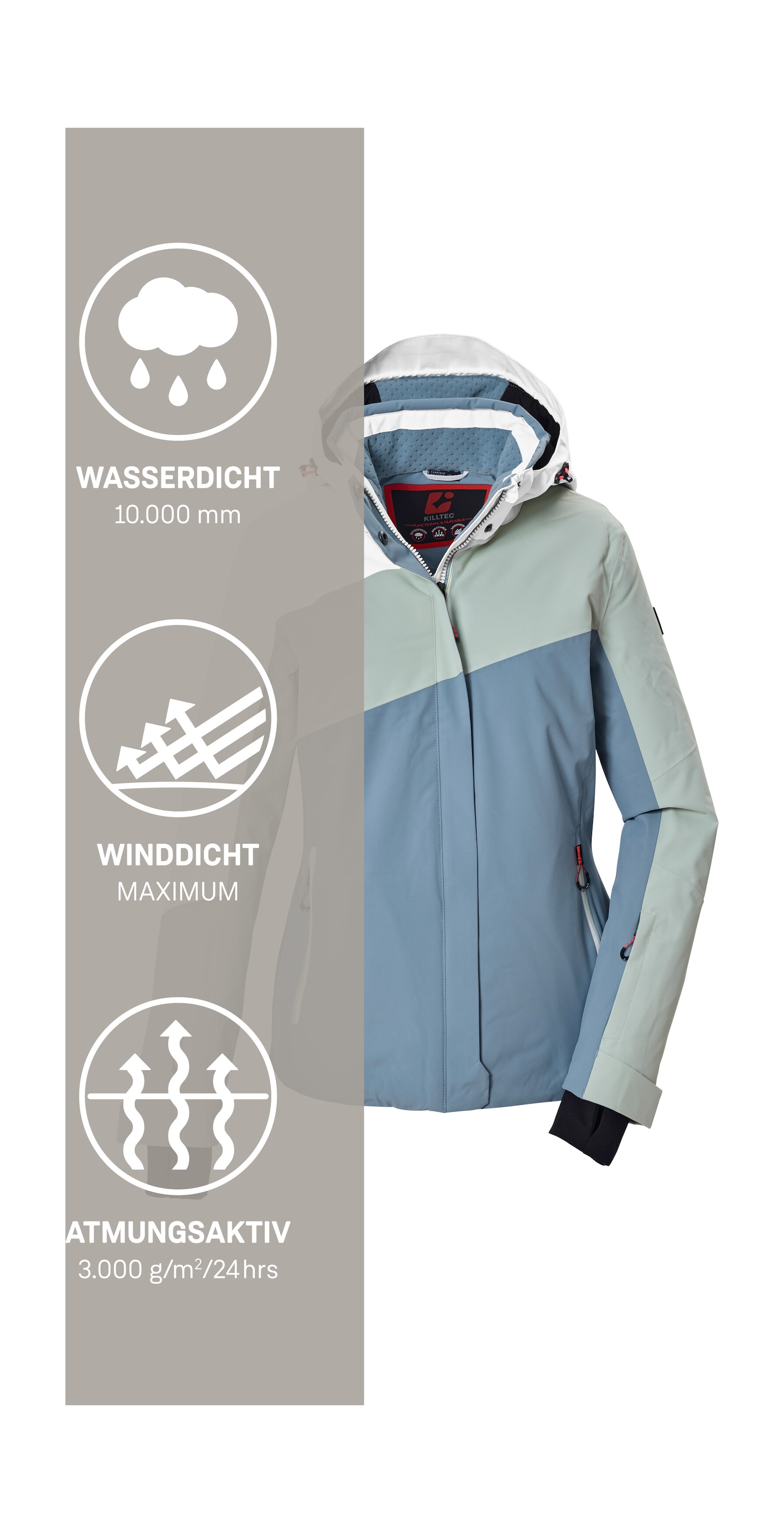 Killtec Skijacke »KSW 101 WMN SKI JCKT« Wind- und wasserdichte Damenjacke mit Colourblock-Design