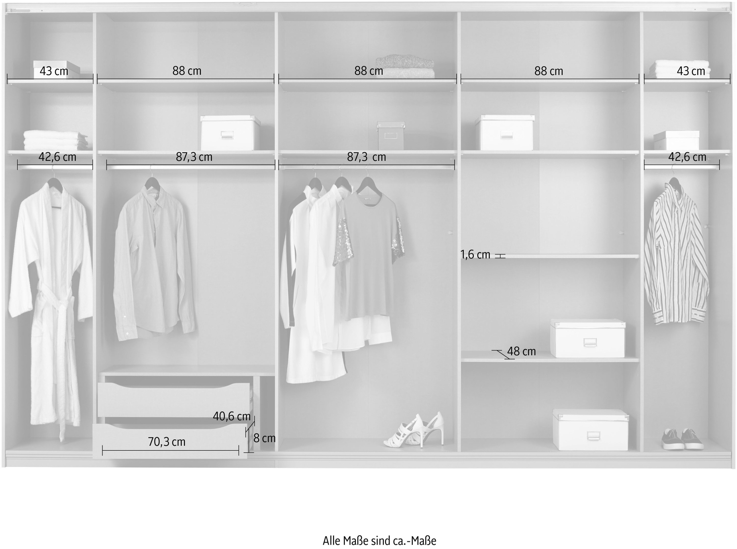 rauch Schwebetürenschrank »Kleiderschrank Schrank Garderobe ORACLE mit Spiegelfront«, inkl. Schubladen-Einsatz und extra Einlegeböden MADE IN GERMANY