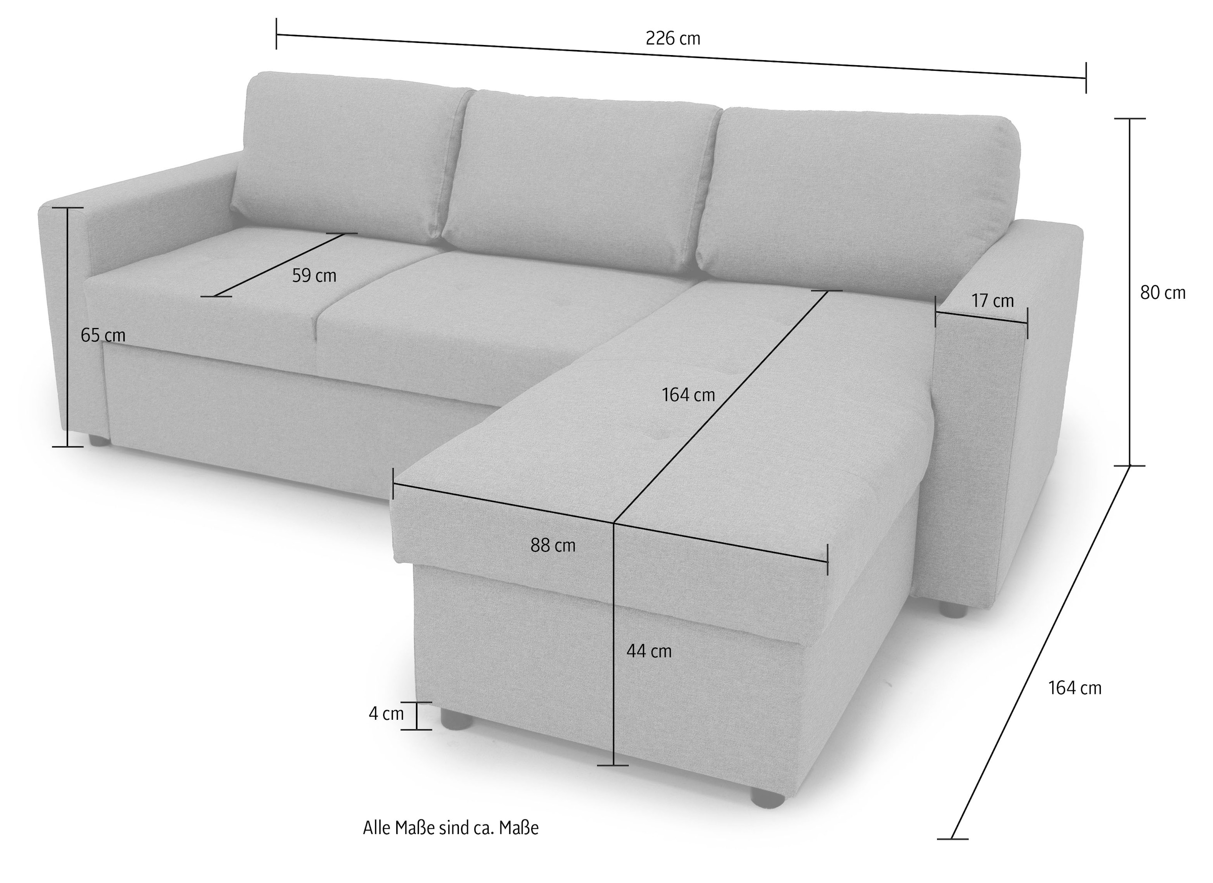 GEPADE Ecksofa »Gustavo, L-Form«, inkl. Bettfunktion und Bettkasten