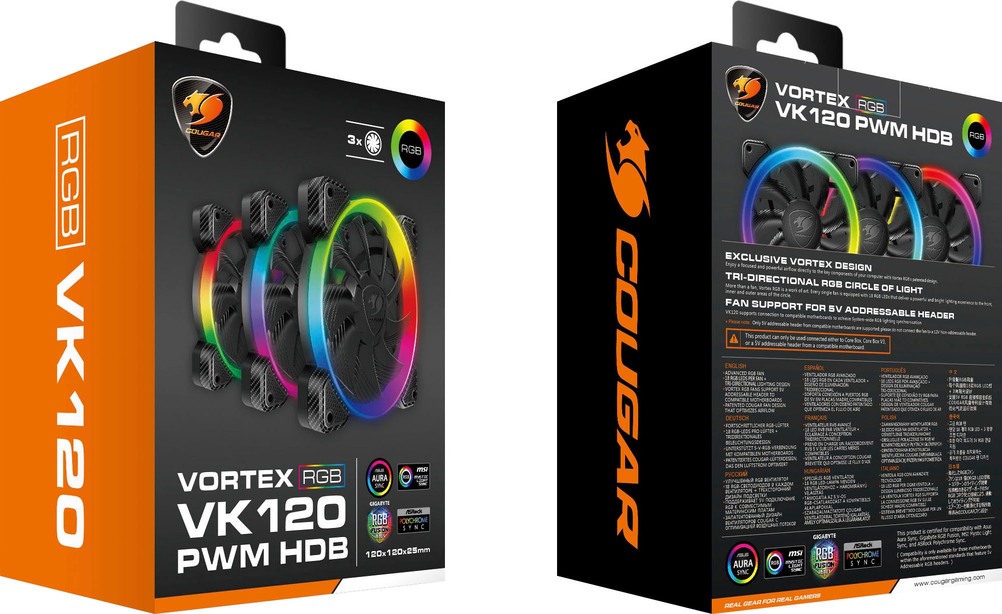 Cougar Gehäuselüfter »VORTEX VK120 ARGB, 3er Pack«, (Packung, 3 St.)