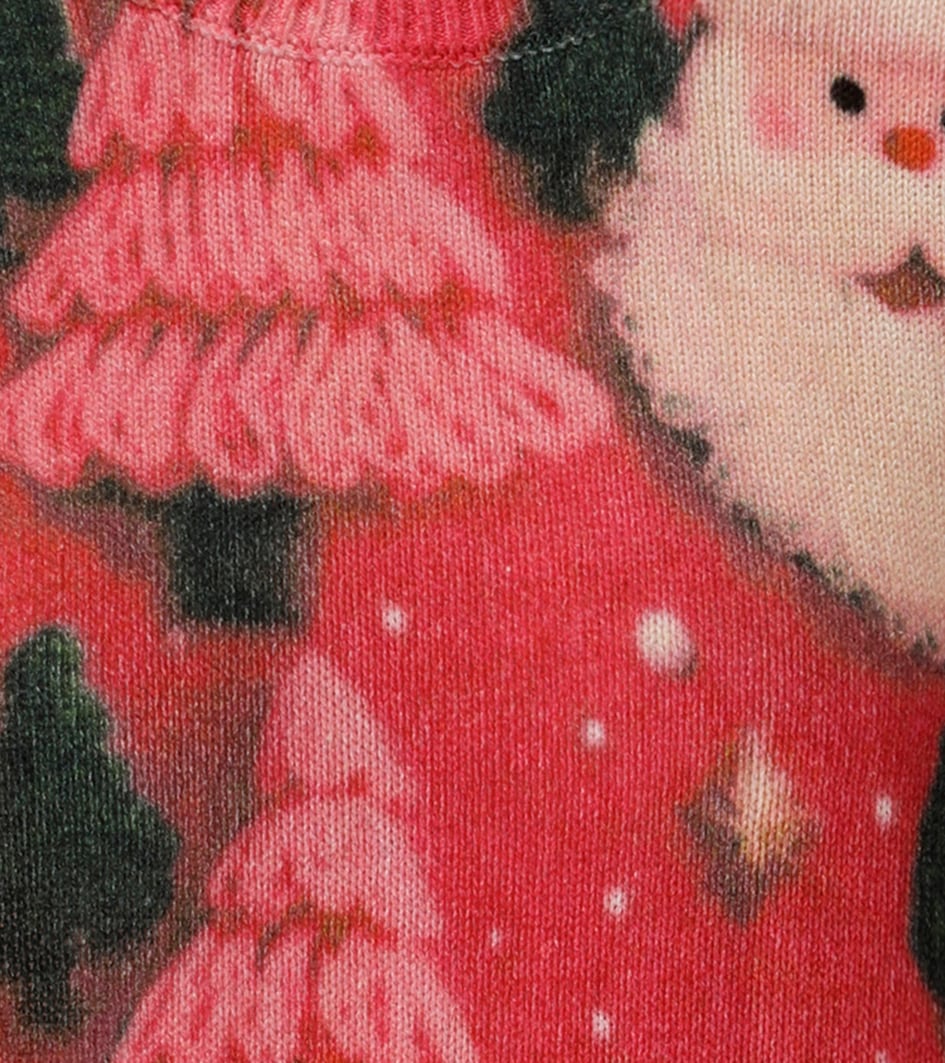 Aniston CASUAL Weihnachtspullover kunstvoll mit Tannen und Nikolaus-Köpfen bedruckt