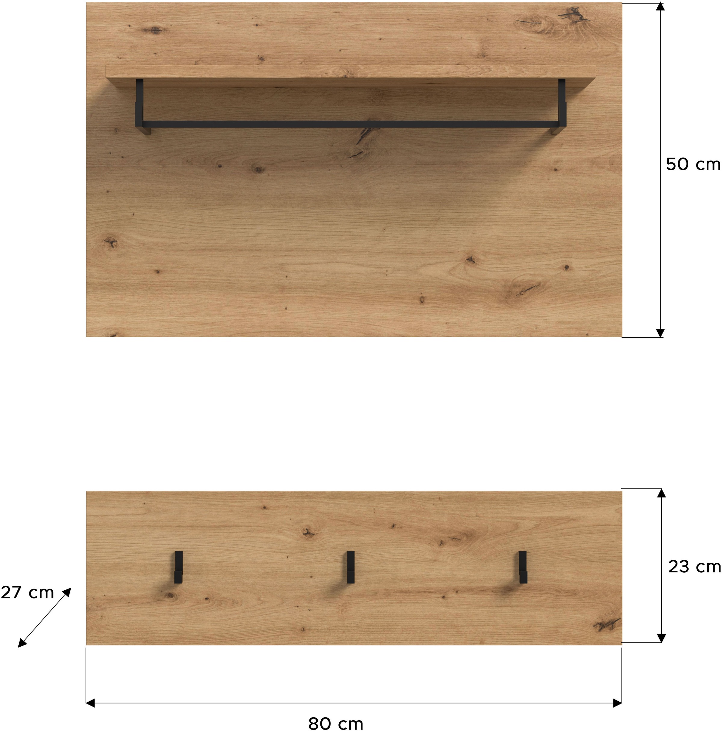Home affaire Garderobenpaneel »REHAT, TOPSELLER!, 2-teilig, bestehend aus: Paneel & Hakenleiste« in verschiedenen Farben erhältlich, 1 Stk. tlg. Paneel, Hakenleiste, Wandboard, Garderobe, Garderobenleiste