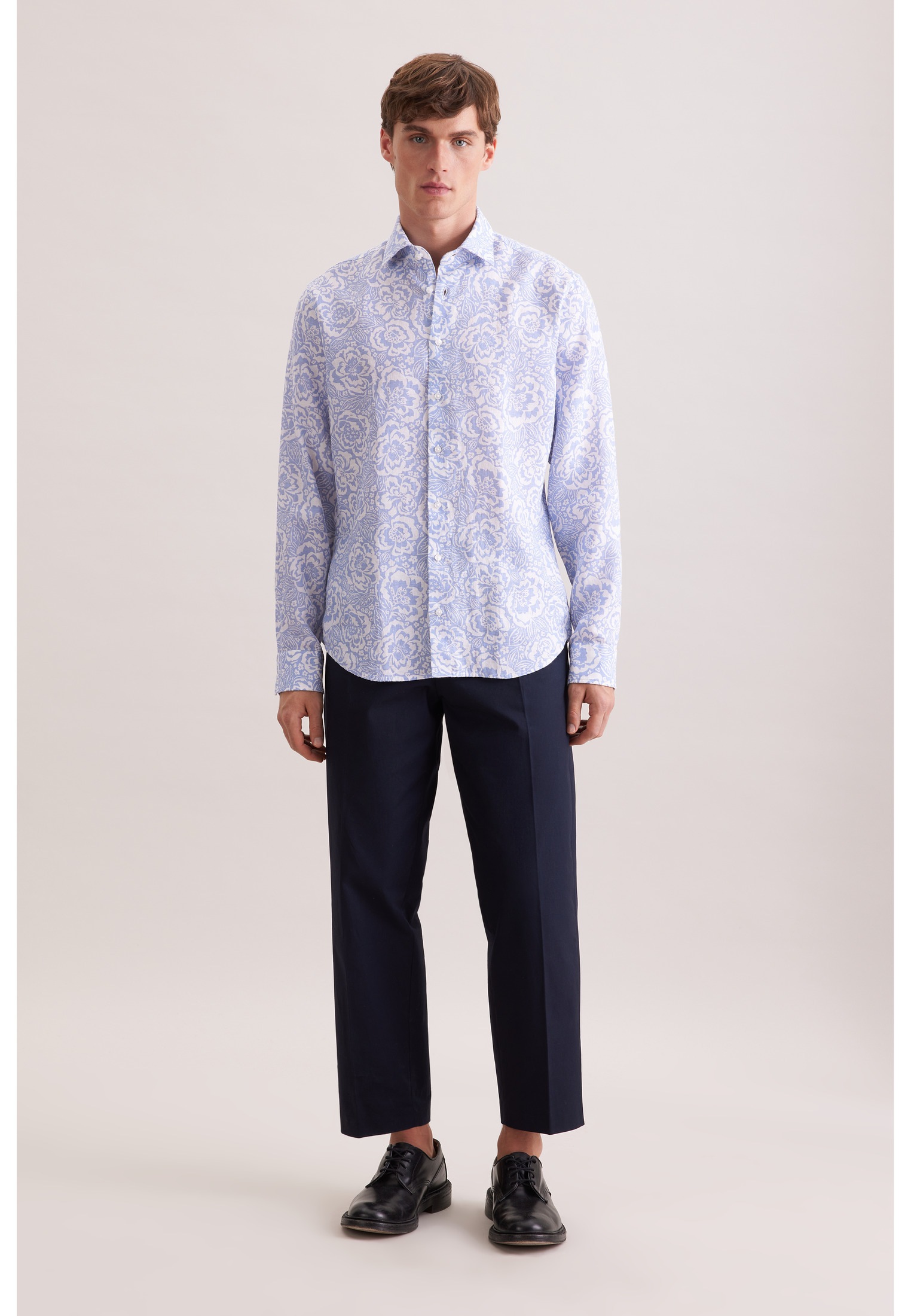 seidensticker Leinenhemd »Schwarze Rose« Shaped 1/1 Kentkragen Druck