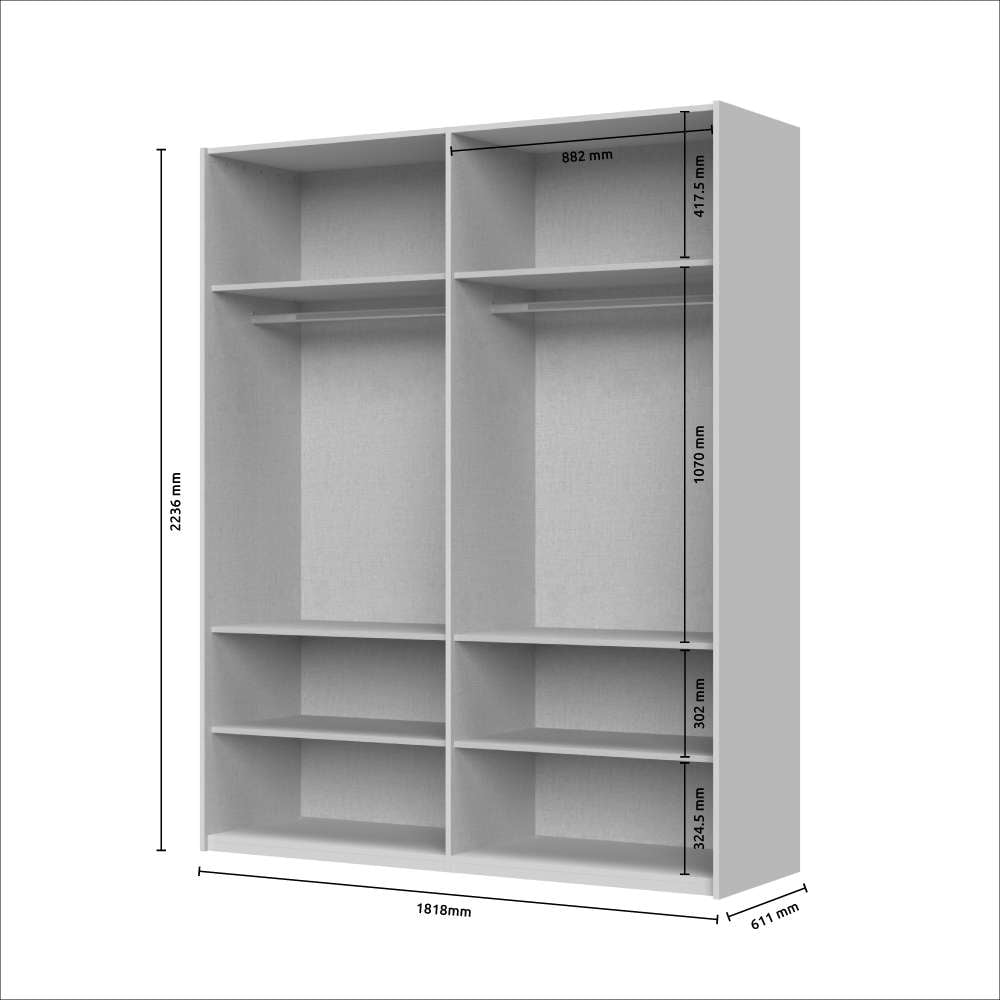 Places of Style Schwebetürenschrank »Opera Kleiderschrank, Schlafzimmerschrank, Garderobe, Schrank«, UV lackiert, Soft Close Funktion, Höhenverstellbare Füße
