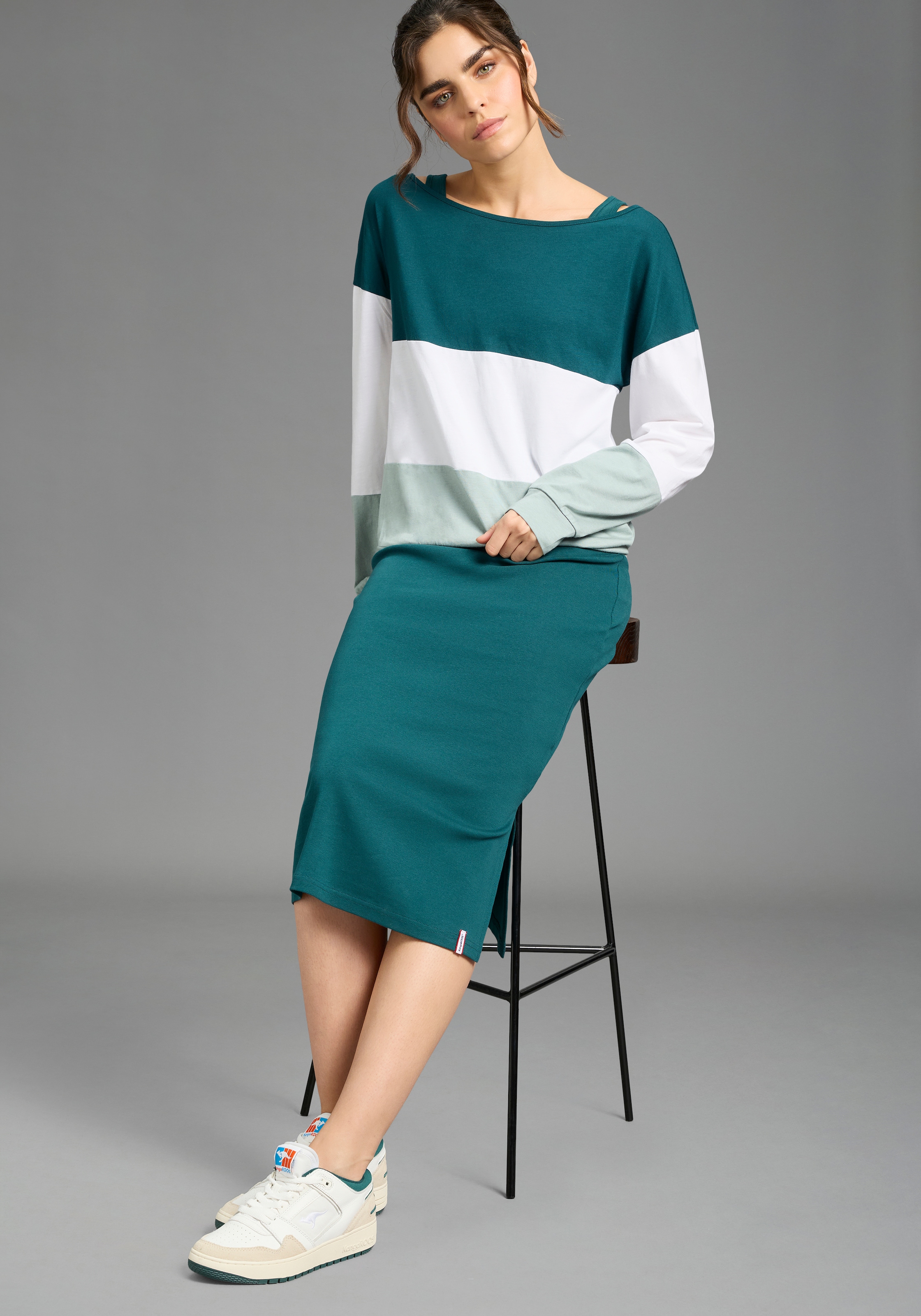 KangaROOS 2-in-1-Kleid Set, 2 tlg. tlg. mit Streifenshirt im Lagenlook
