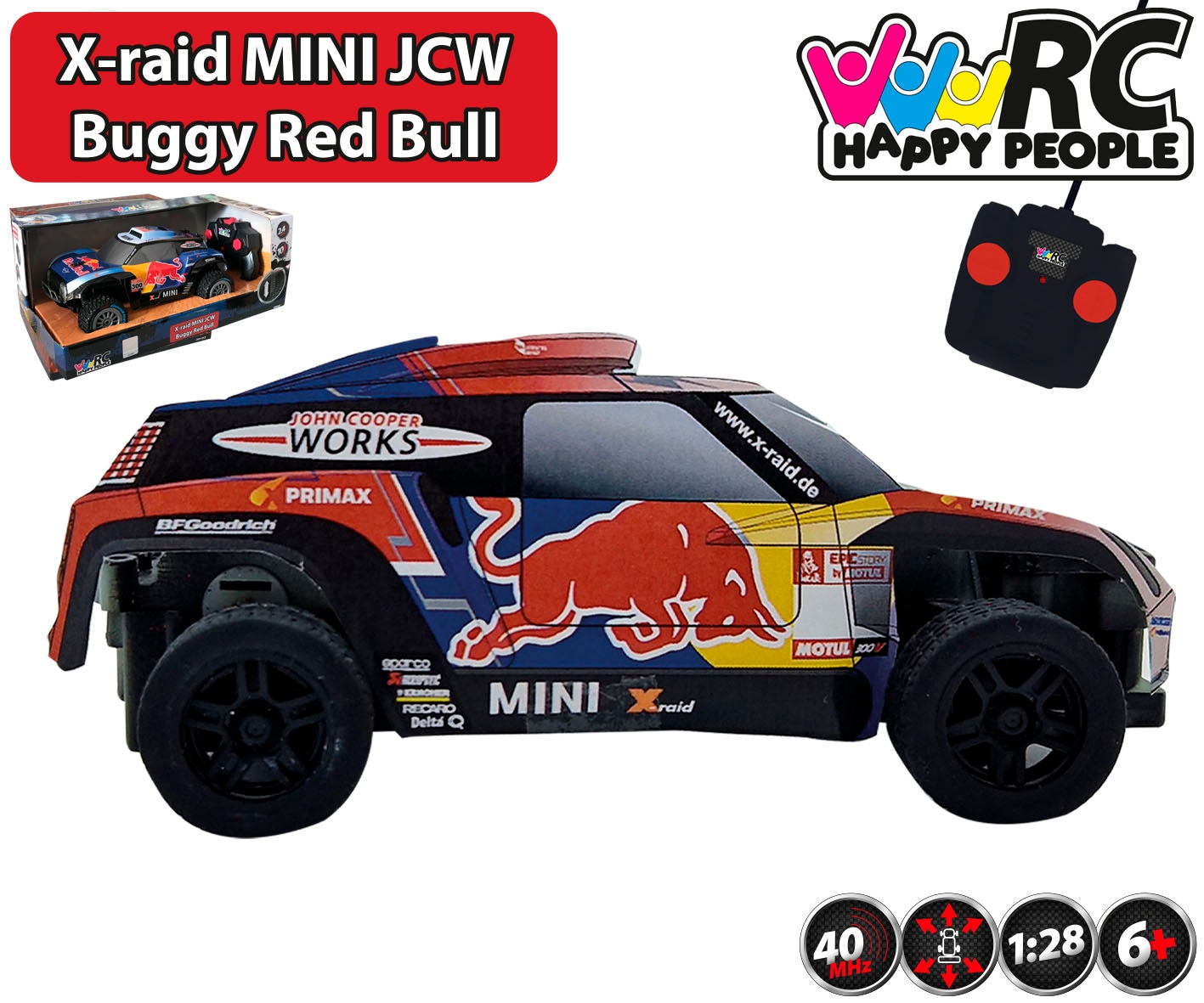 Happy People RC-Buggy »Mini Cooper JCW X-Raid Red Bull«, mit Fernbedienung