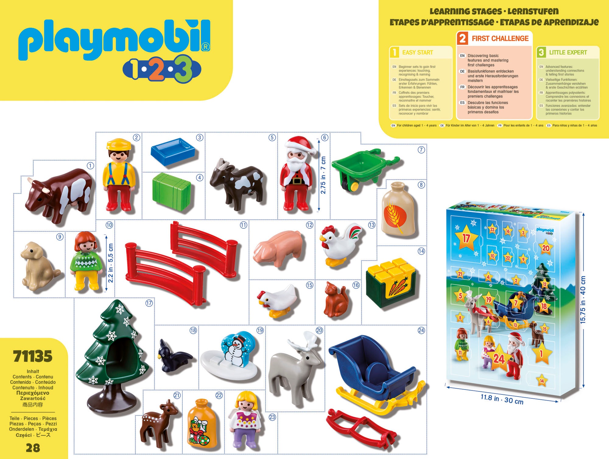 Playmobil® Spielzeug-Adventskalender »Spielbausteine, Weihnacht Bauernhof (71135), 1.2.3.«, ab 12 Monaten