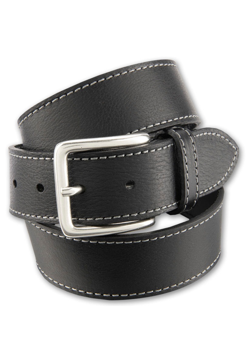 Bernd Götz Herren Ledergürtel mit dekorativer Ziernaht in schwarz, Größe 105