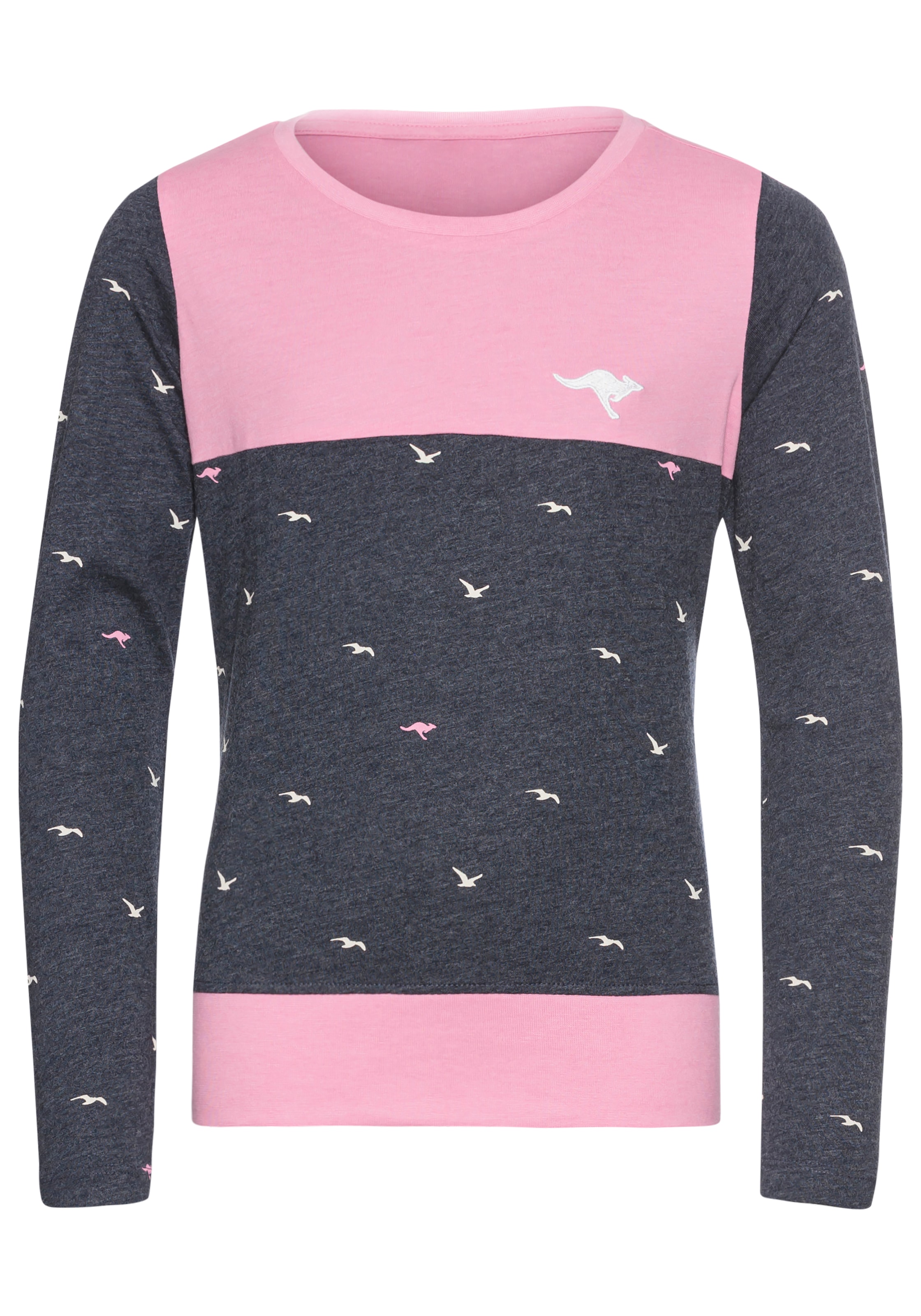 KangaROOS Langarmshirt »Kangaroos-Allover Muster«, mit Logo-Stickerei