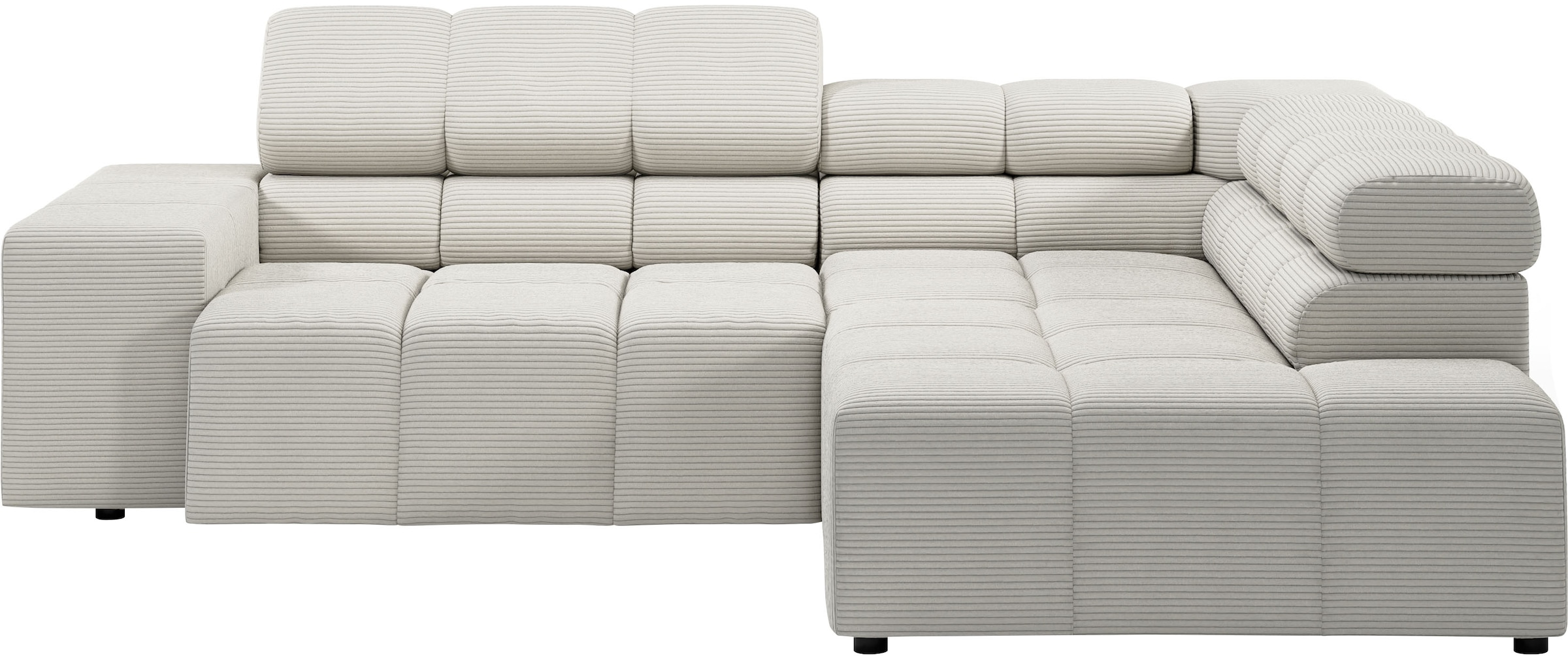 INOSIGN Ecksofa »Ancona, incl. Kopfteilverstellung + 3 Zierkissen, L-Form, bequem«, wahlweise motorische Sitztiefenverstellung, B/T(H: 249/215/70 cm