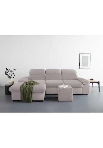 Ecksofa »Lola«, (Set, mit Hocker), mit Hocker & Kopfteilfunktion, wahlw. Bett- und...