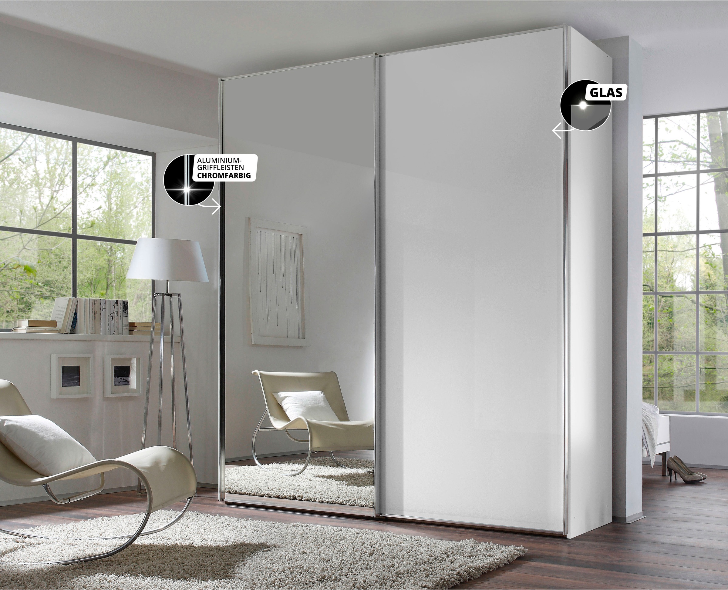 STAUD Schwebetürenschrank »Sinfonie Plus, edles Design in hochwertiger Qualität, Made in Germany« Mit Spiegeltüre und in vier verschiedenen Ausstattungsvarianten