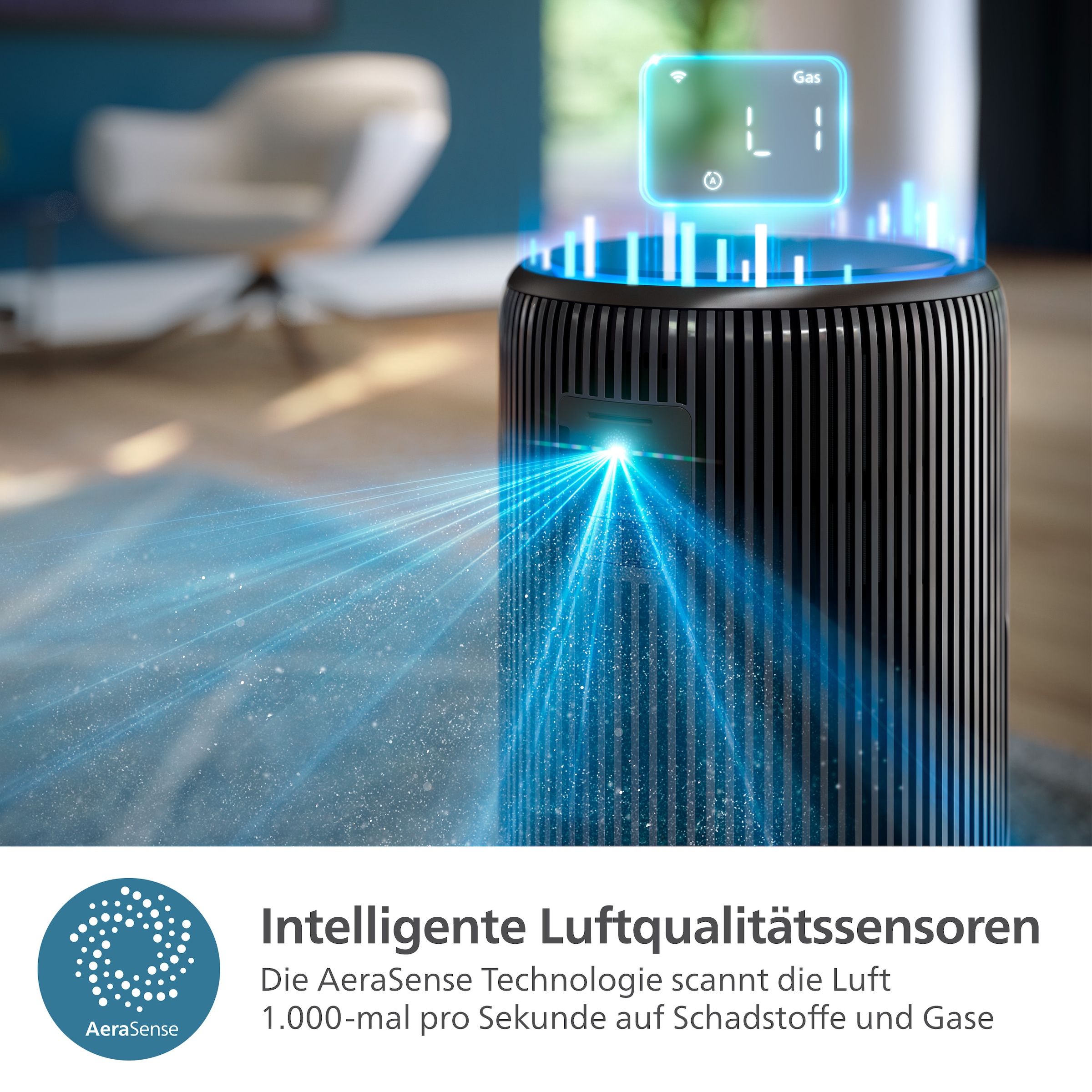 Philips Luftreiniger »AC4221/11 PureProtect Pro 4200 Series, Luftreinigungsrate 600 m³/h«, für 156 m² Räume, 4-Schichten-HEPA-Filtersystem, leise