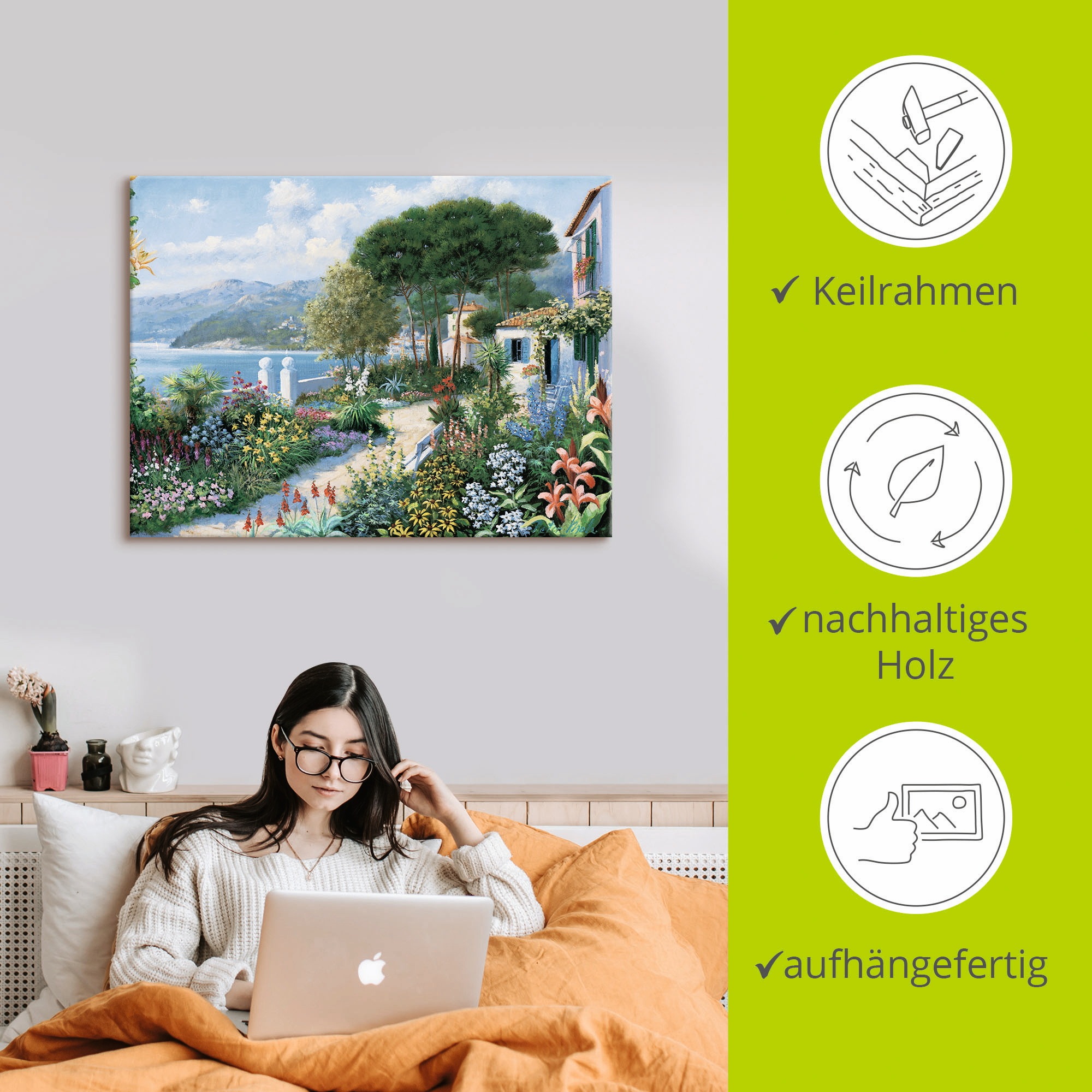 Artland Leinwandbild »Verstecktes Paradies« Garten 1 Stk. tlg. auf Holzrahmen gespannt